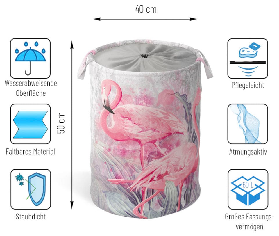 Sanilo Wäschekorb kaufen online Oberfläche, mit samtweiche Farben, Deckel kräftige »Flamingo«
