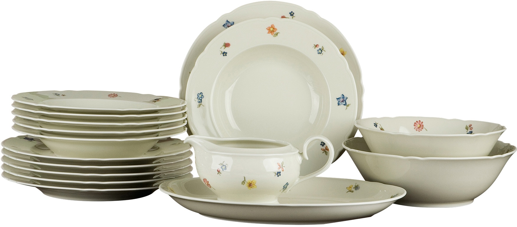 Seltmann Weiden Tafelservice »Geschirr-Set, Service Marieluise«, (Set, 16 tlg.), Geschirr, Geschirr-Set, Made in Germany, 16 Teile, für 6 Personen
