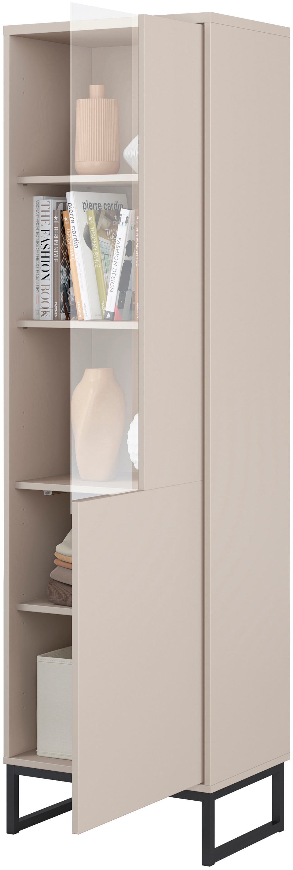 Home affaire Vitrine »Loft, Höhe 181 cm, moderne Standvitrine mit Glastür, Metallkufen« Hochschrank mit viel Stauraum, Glastür und verstellbaren Einlegeböden
