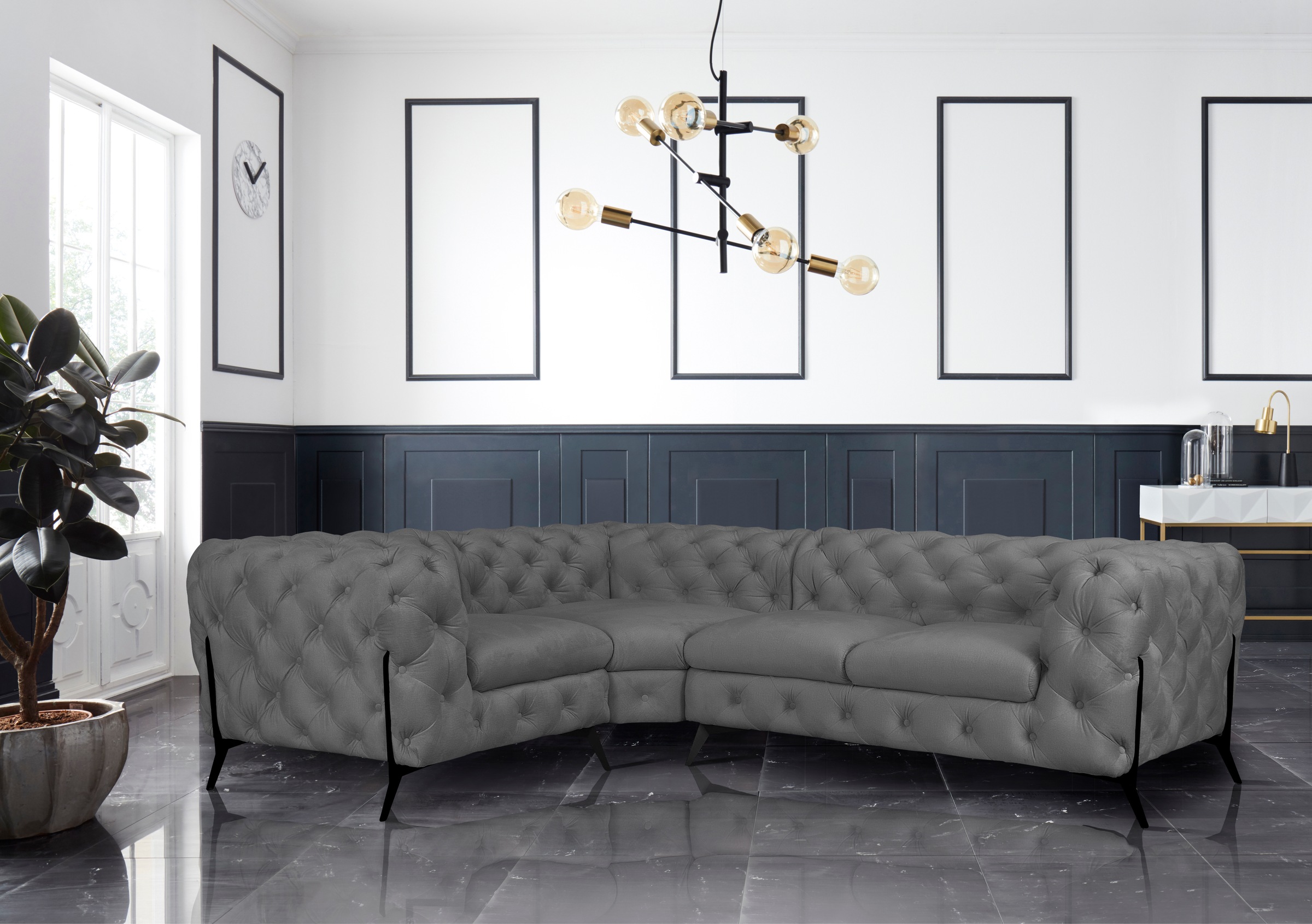 Home affaire Chesterfield-Sofa »Amaury L-Form« moderne Chersterfield-Optik, günstig online kaufen