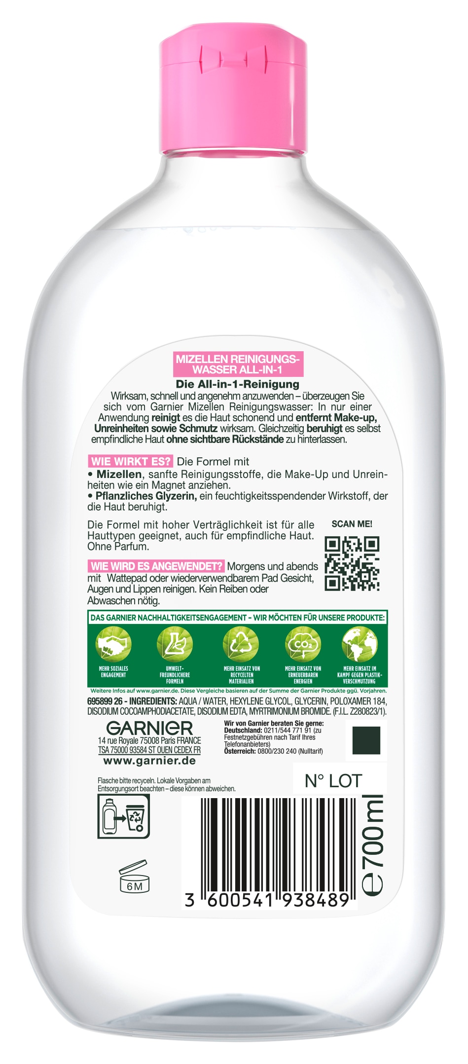 GARNIER Gesichtswasser »SKIN ACTIVE MIZELLEN REINIGUNGSWASSER ALL-IN-1« mit Mizellen-Technologie, parfümfrei