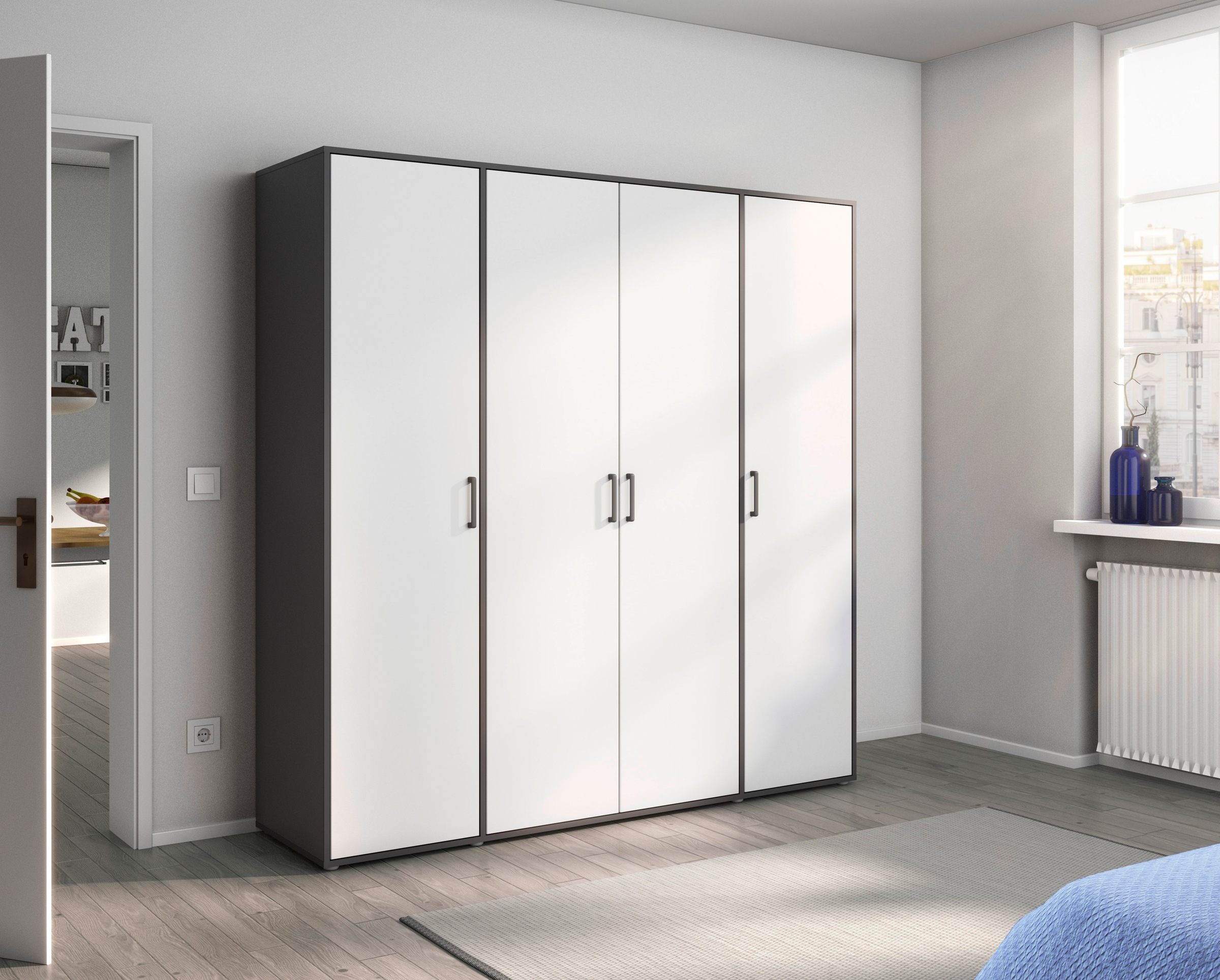 rauch Kleiderschrank »VOYAGER Otto´s Choice Garderobe Wäscheschrank TOPSELLER Schlafzimmer«, (in 3 verschiedenen Ausstattungen BASIC/CLASSIC/PREMIUM), Schrank mit modernen Griffen in viel Stauraum MADE IN GERMANY