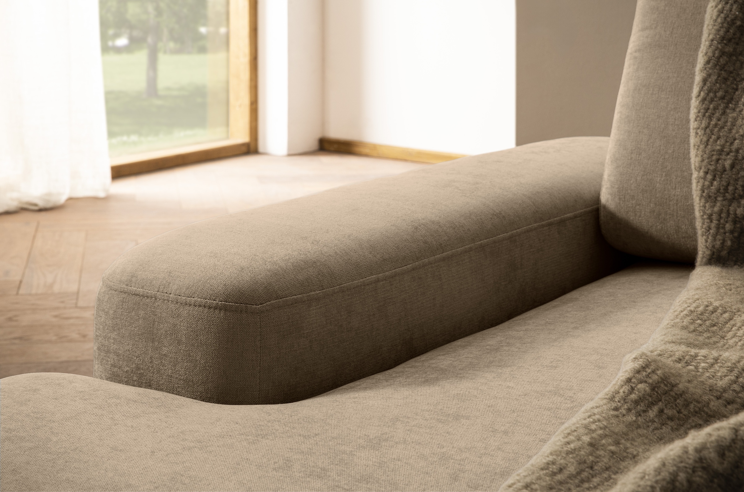 INOSIGN Ecksofa »TORGE (264cm), Schlafsofa in Cord, Samtvelours o Struktur fein, L-Form«, Schlaffunktion, Bettkasten, Liegefläche: 125/210 cm