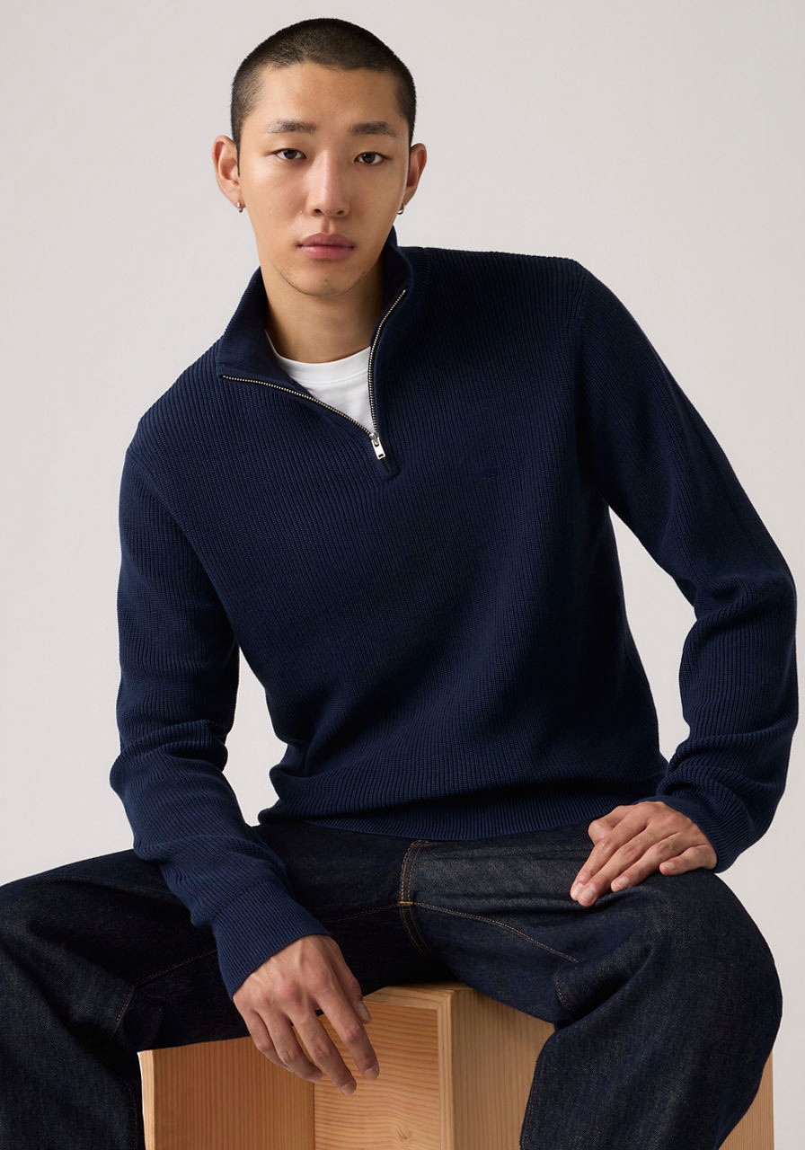 Levi's® Strickpullover »HM QUARTER ZIP SWEATER« mit Zipper und Struktur