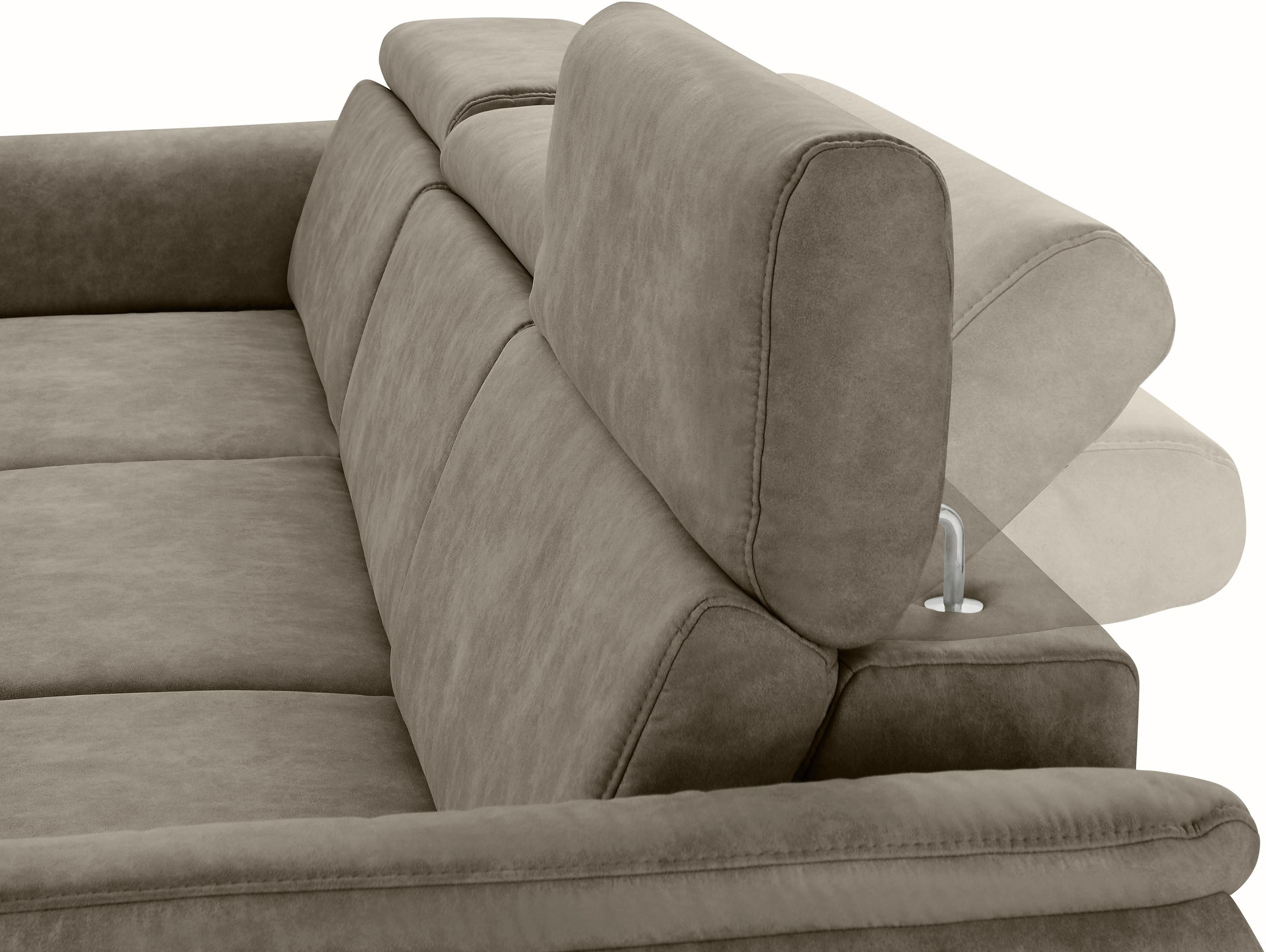 sit&more Ecksofa »Avignon L-Form«, Kopfteilverstellung, wahlweise mit Bettfunktion und Bettkasten