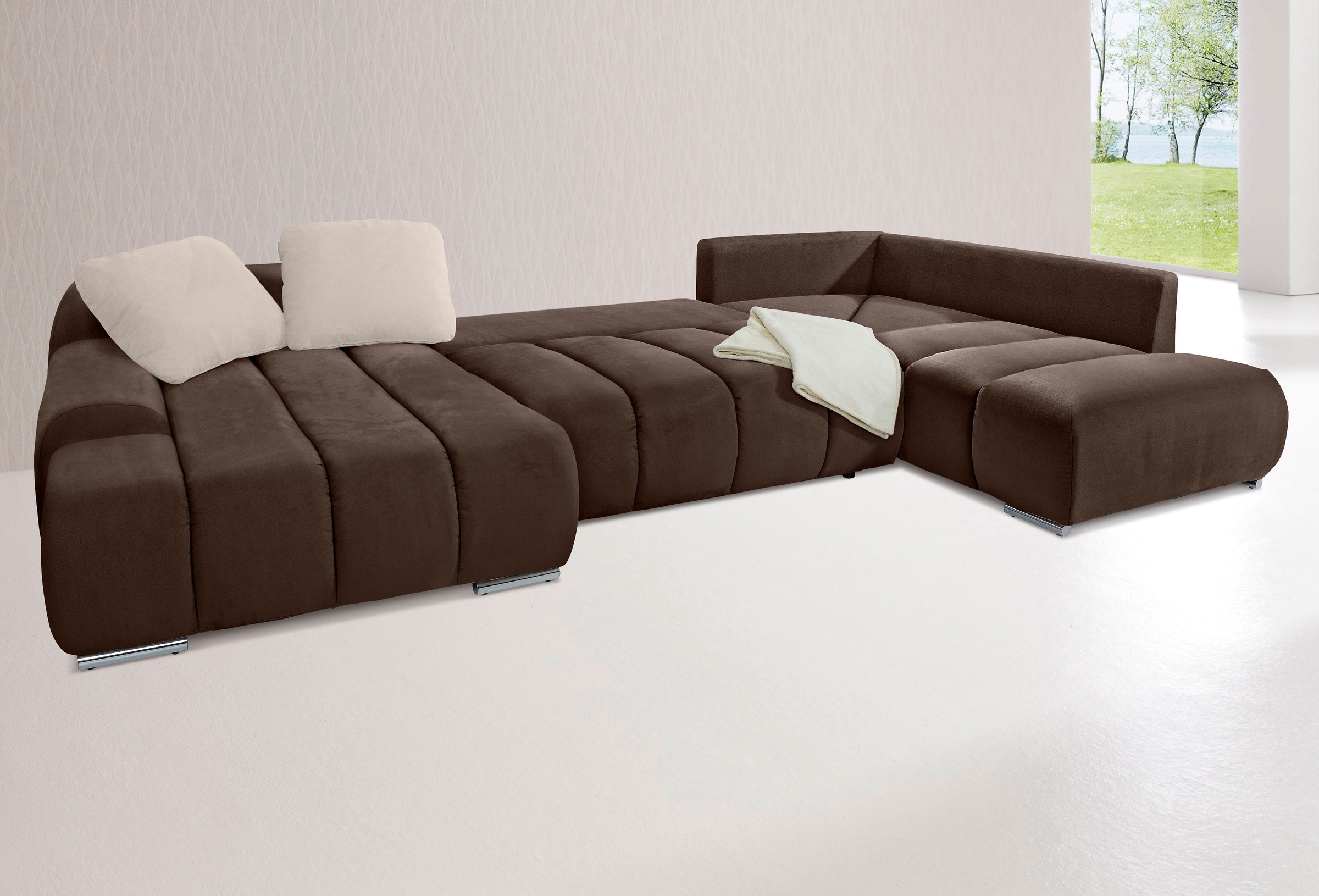 Home affaire Wohnlandschaft »Bono U-Form« wahlweise mit Bettfunktion günstig online kaufen