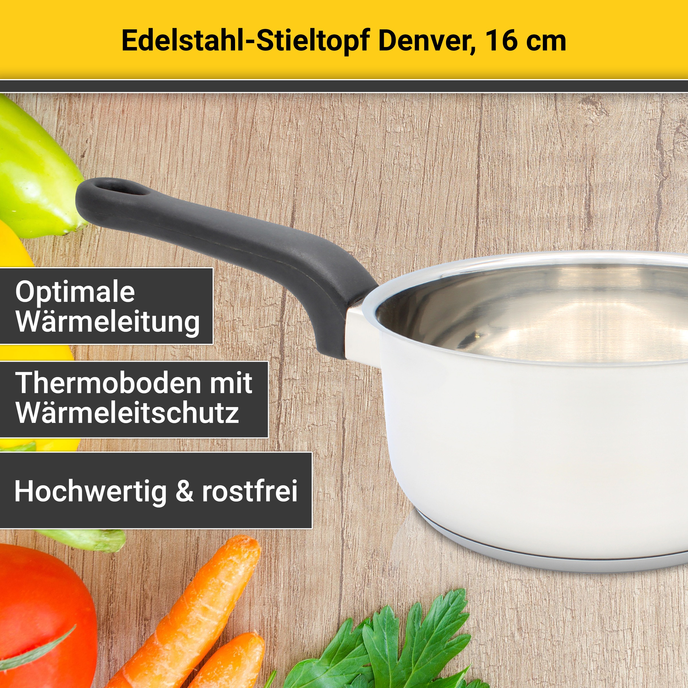 Krüger Kasserolle »Denver«, Edelstahl, (1 tlg.), Ø 16 cm, Induktion