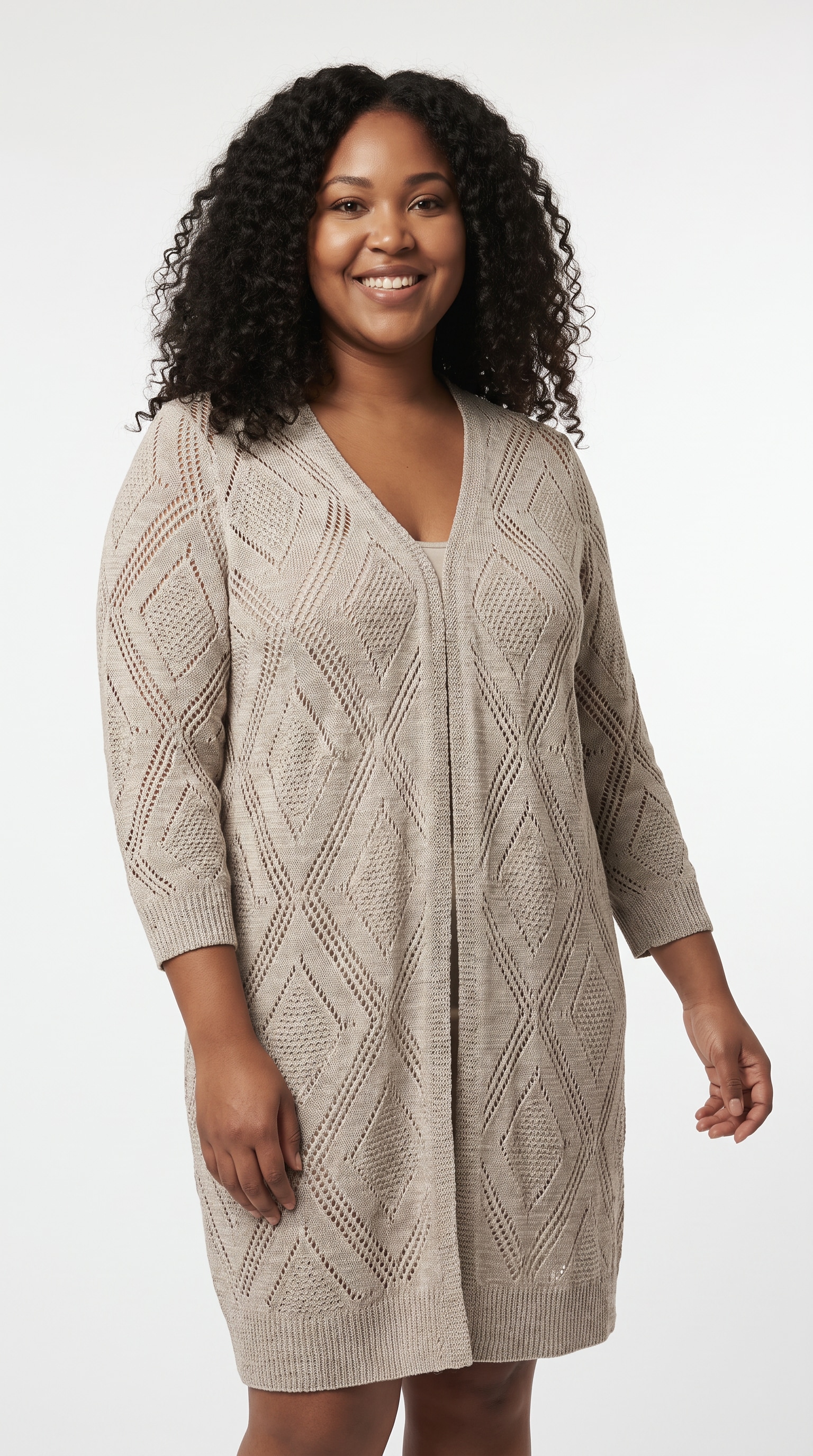 ONLY CARMAKOMA Strickjacke »CARPAMELA 4/5 OPEN CARDIGAN KNT«