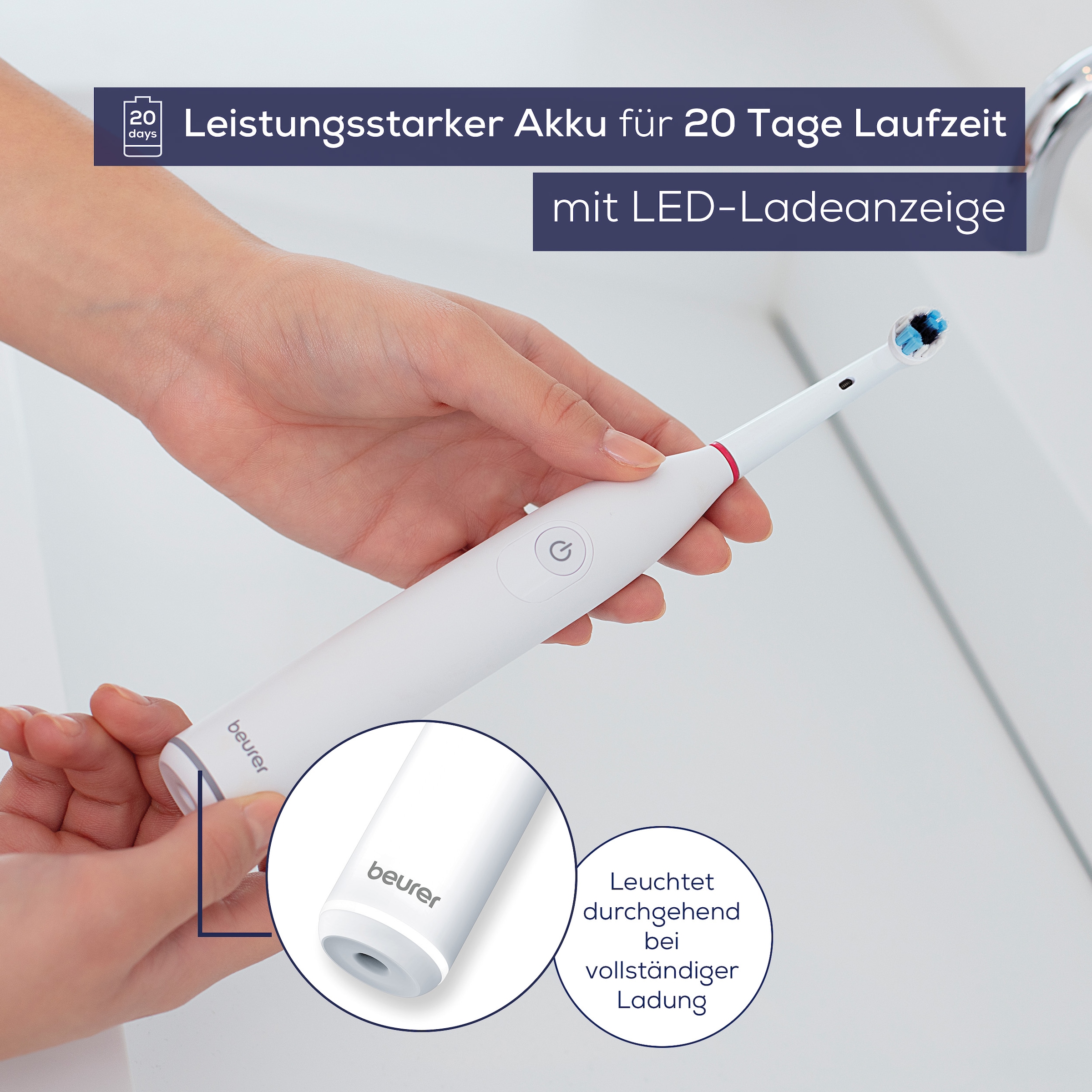 BEURER Elektrische Zahnbürste »TB 30, Elektrische Zahnbürste zur Plaque-Entfernung mit Timer«, 1 St. Aufsteckbürsten, 2 Reinigungsprogramme und 2-Minuten-Timer, effektive Plaque-Entfernung