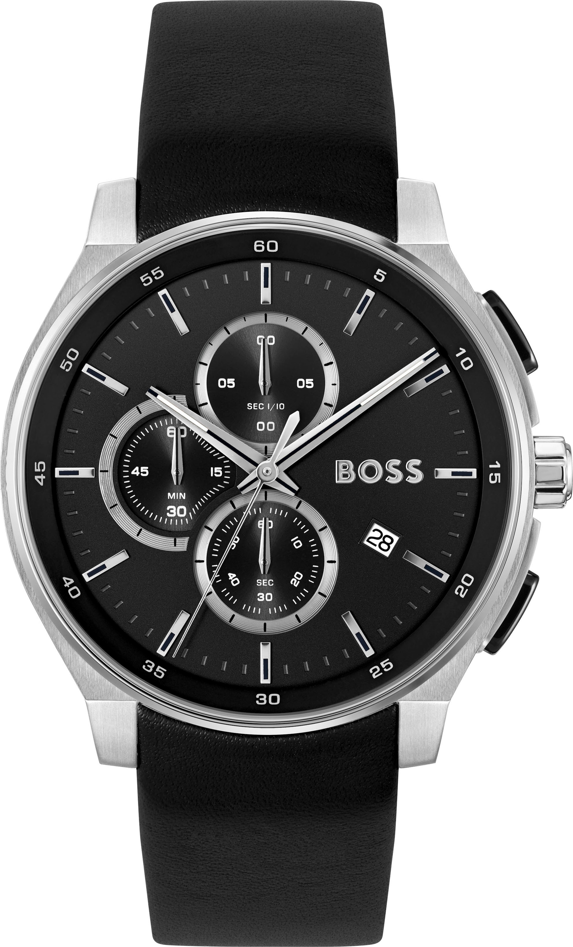 BOSS Chronograph »PEAK 2.0«, Quarzuhr, Armbanduhr, Herrenuhr, Lederarmband, analog, Tag