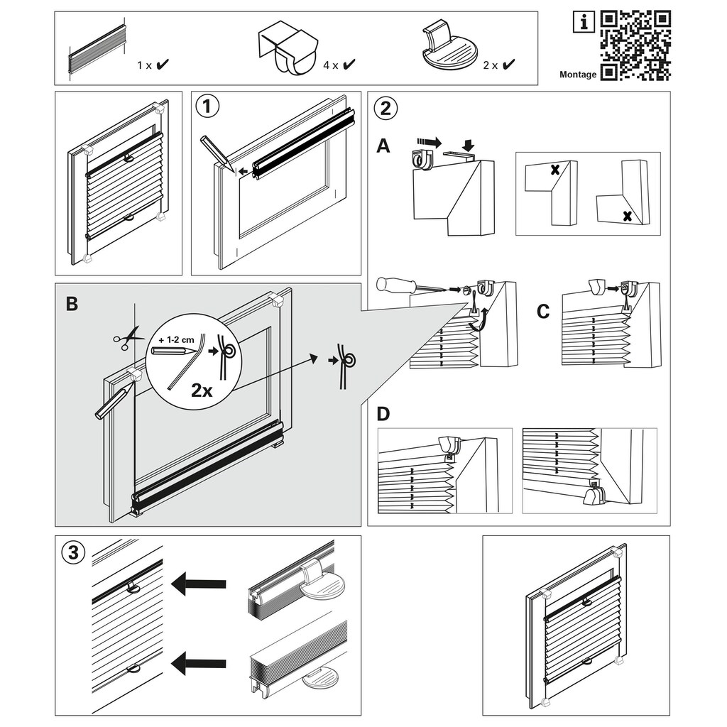 GARDINIA Plissee »Easy-Basic Plisse mit 2 Bedienschienen«, Lichtschutz, ohne Bohren, verspannt