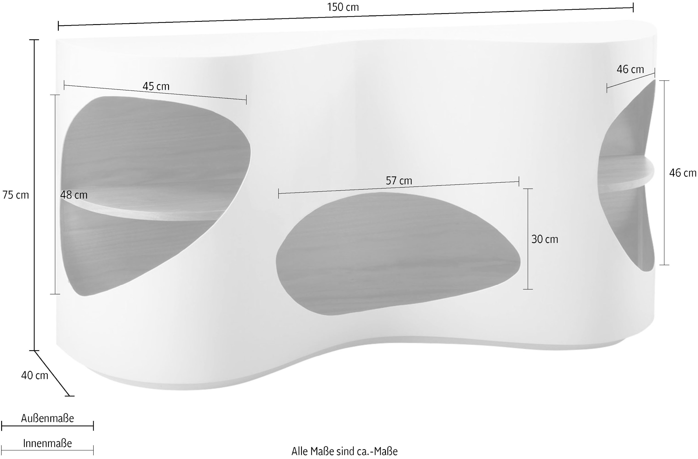 SalesFever Sideboard, Kommode, Made in Germany, Anrichte in moderner Form, Breite 150 cm