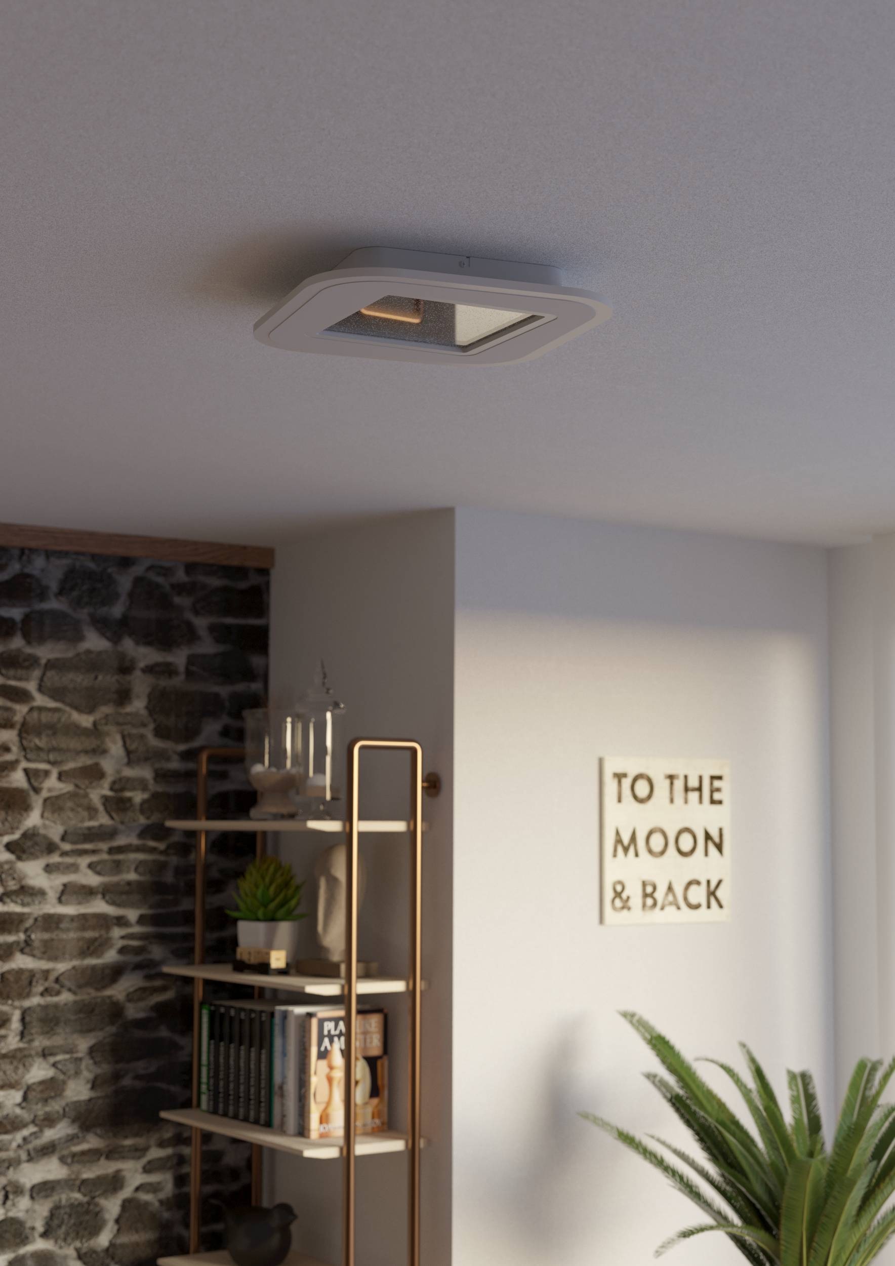 EGLO Deckenleuchte »Macchoni Deckenlampe, Kristall Deckenleuchte mit Fernbedienung, Lampe« LED-Modul 1 Stk. Kaltweiß | Neutralweiß | Warmweiß Wand-/Deckenleuchte - L38 x B38 x H5 cm - weiß - 20W inkl.