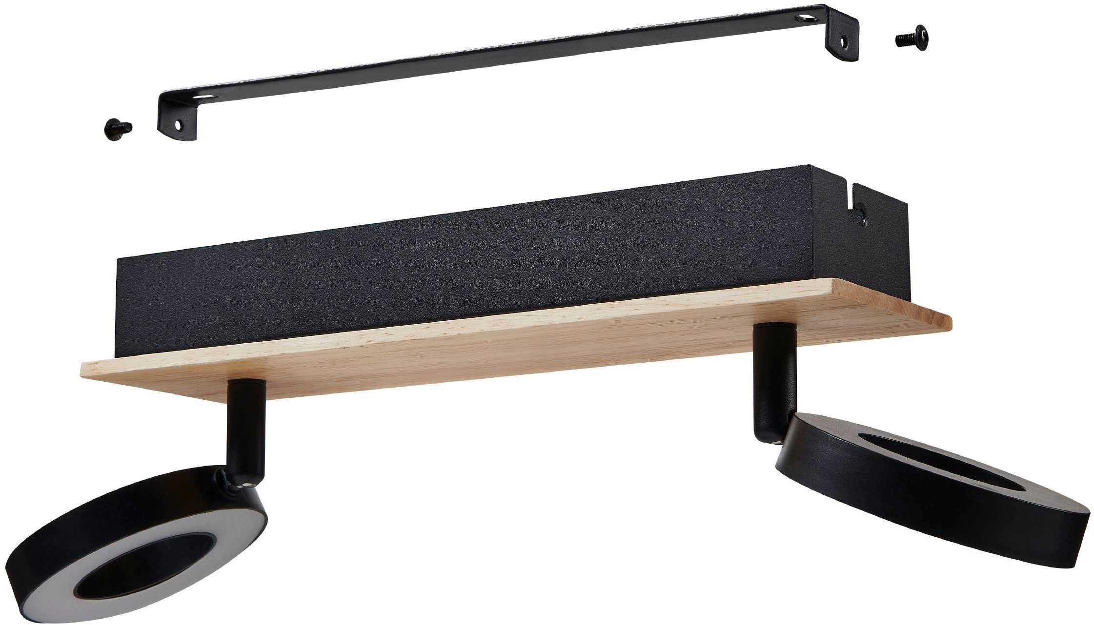 EGLO Deckenleuchte »Rielves Deckenlampe, Holz und Metall, Spotbalken schwenkbar, Lampe« LED-Modul 1 Stk. Warmweiß Spot - L28 x B7 x H17,5 cm - braun, schwarz - 2X4,2W inkl.