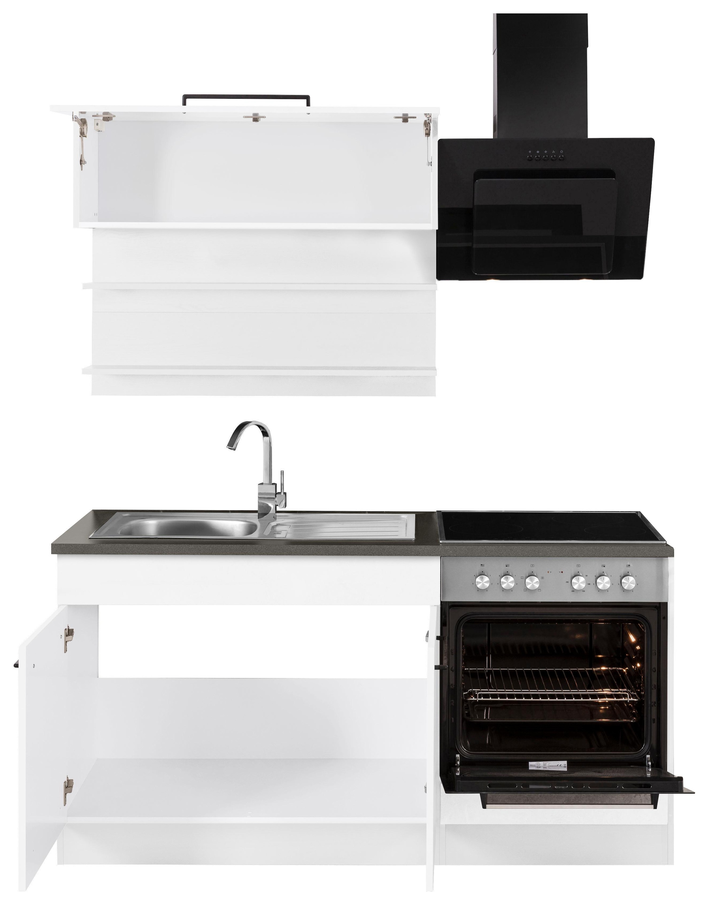 KOCHSTATION Küchenzeile »KS-Tulsa«, mit E-Geräten, Breite 160 cm, schwarze Metallgriffe