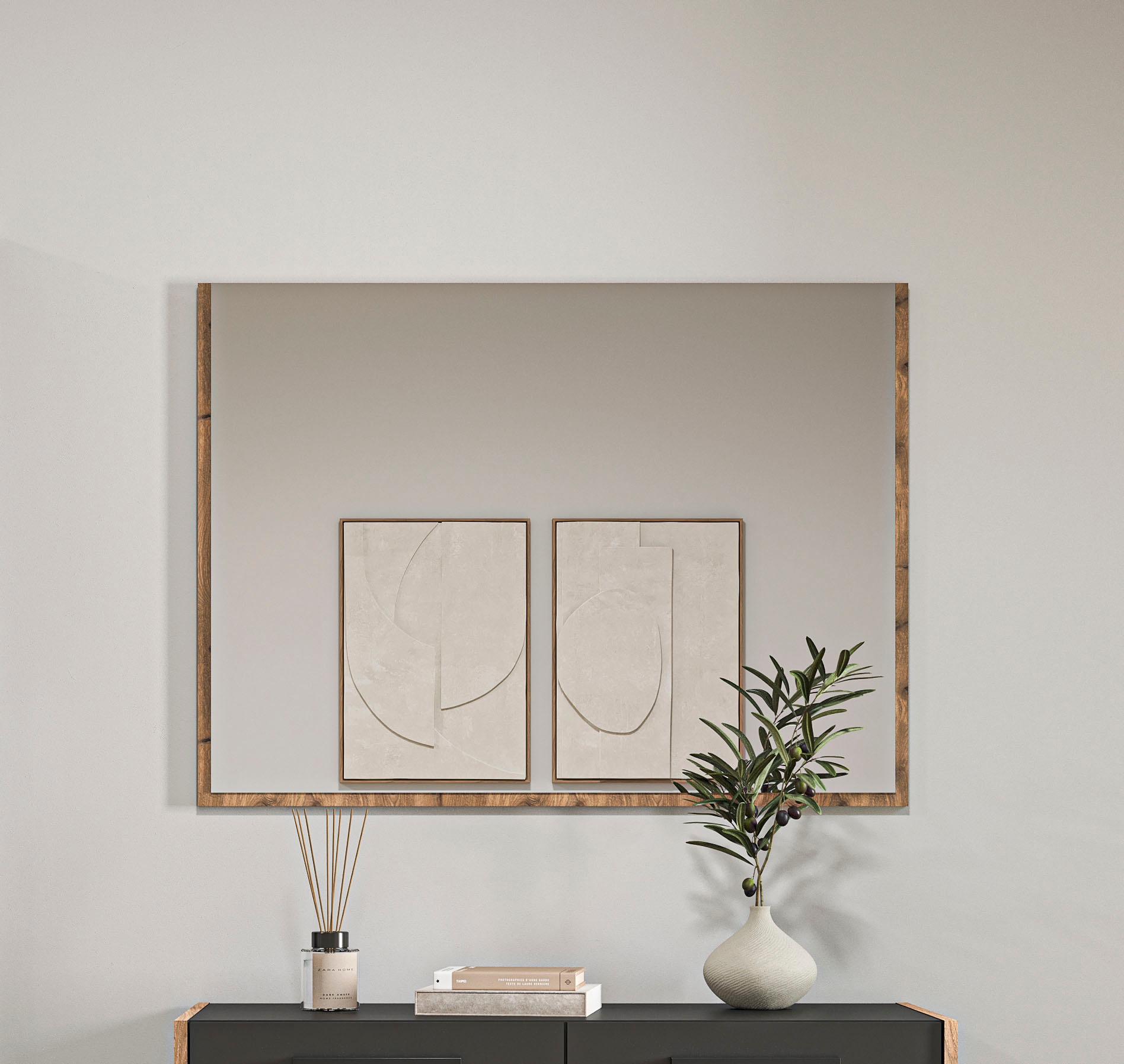 INOSIGN Garderobenspiegel »MUSTA, 95x70x2 cm mit farblich abgesetzer Rahmenoptik«, Spiegel, Wandspiegel, Spiegelpaneel, Flurspiegel, Dielenspiegel