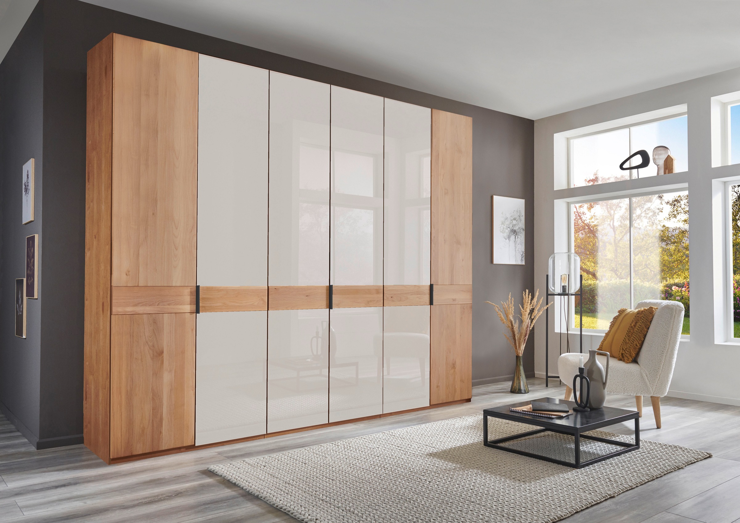 WIEMANN Kleiderschrank "Cardiff, Massivholztüren in Kombination mit Glas- o günstig online kaufen