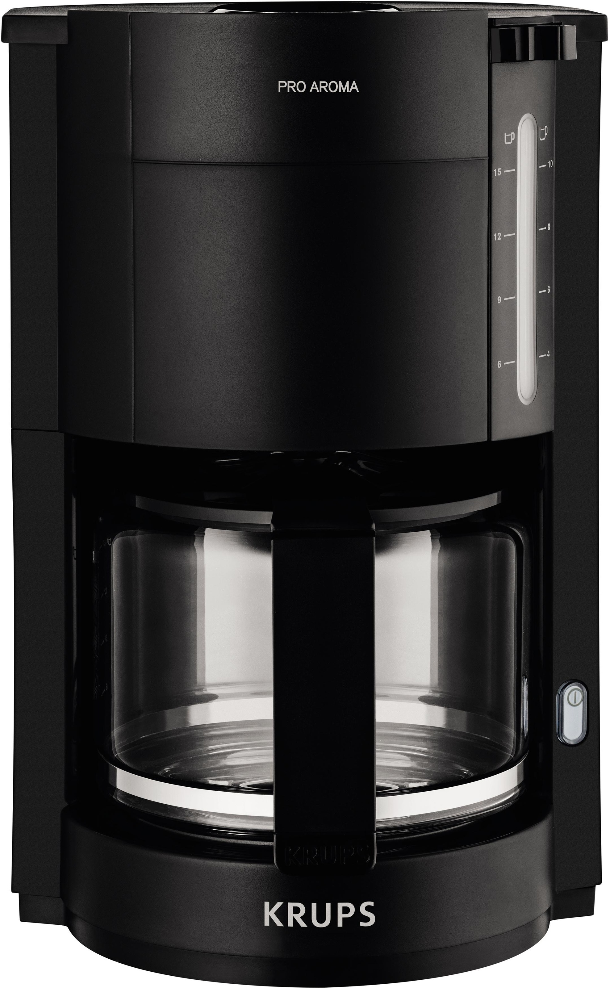 Krups Filterkaffeemaschine »F30908 Pro Aroma«, mit Glaskanne, 1,25L Füllmenge, 10-15 Tassen, 1050W, Schwarz