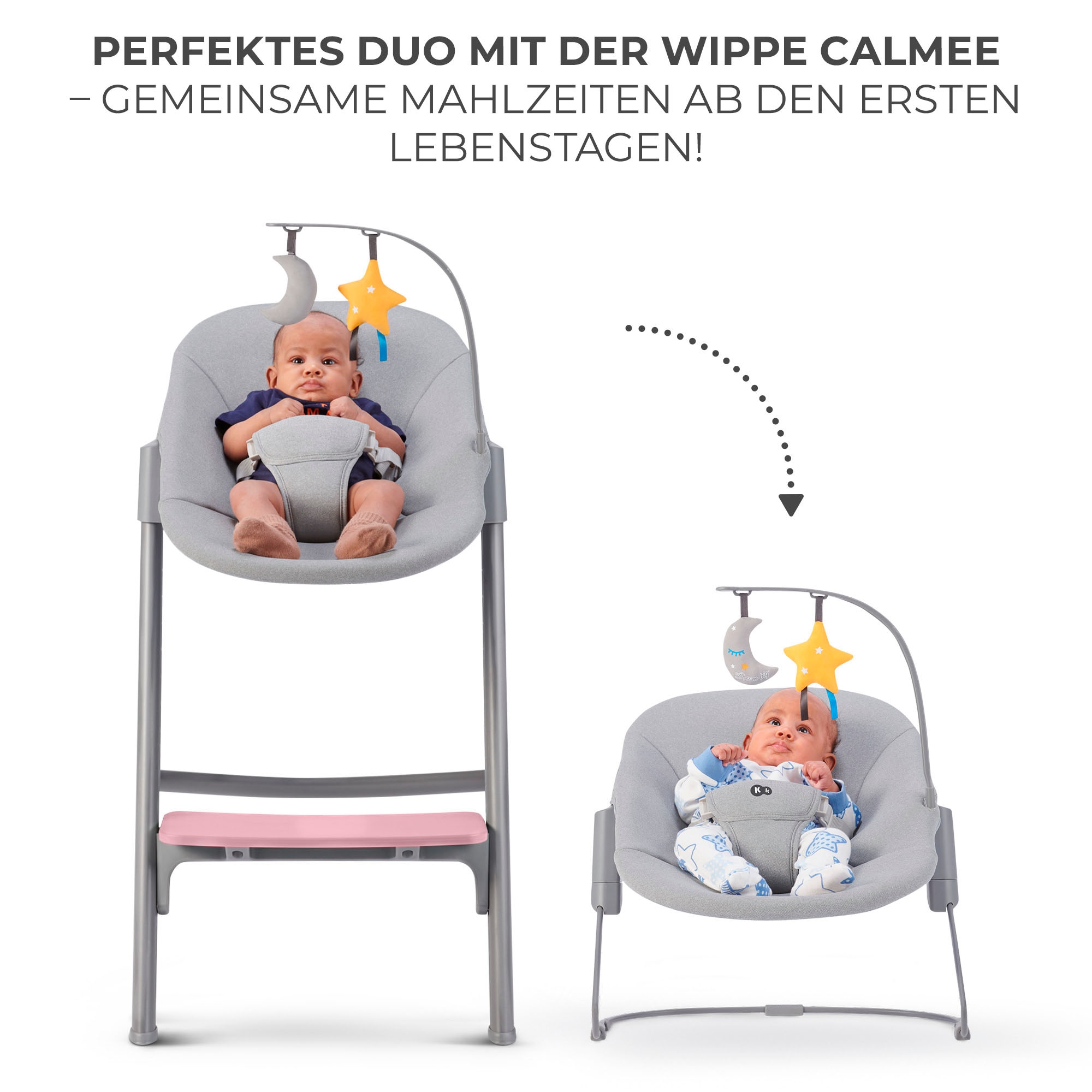 Kinderkraft Kombihochstuhl »LIVY mit CALMEE Wippe« (Set) 2 Stk.mit Wippe
