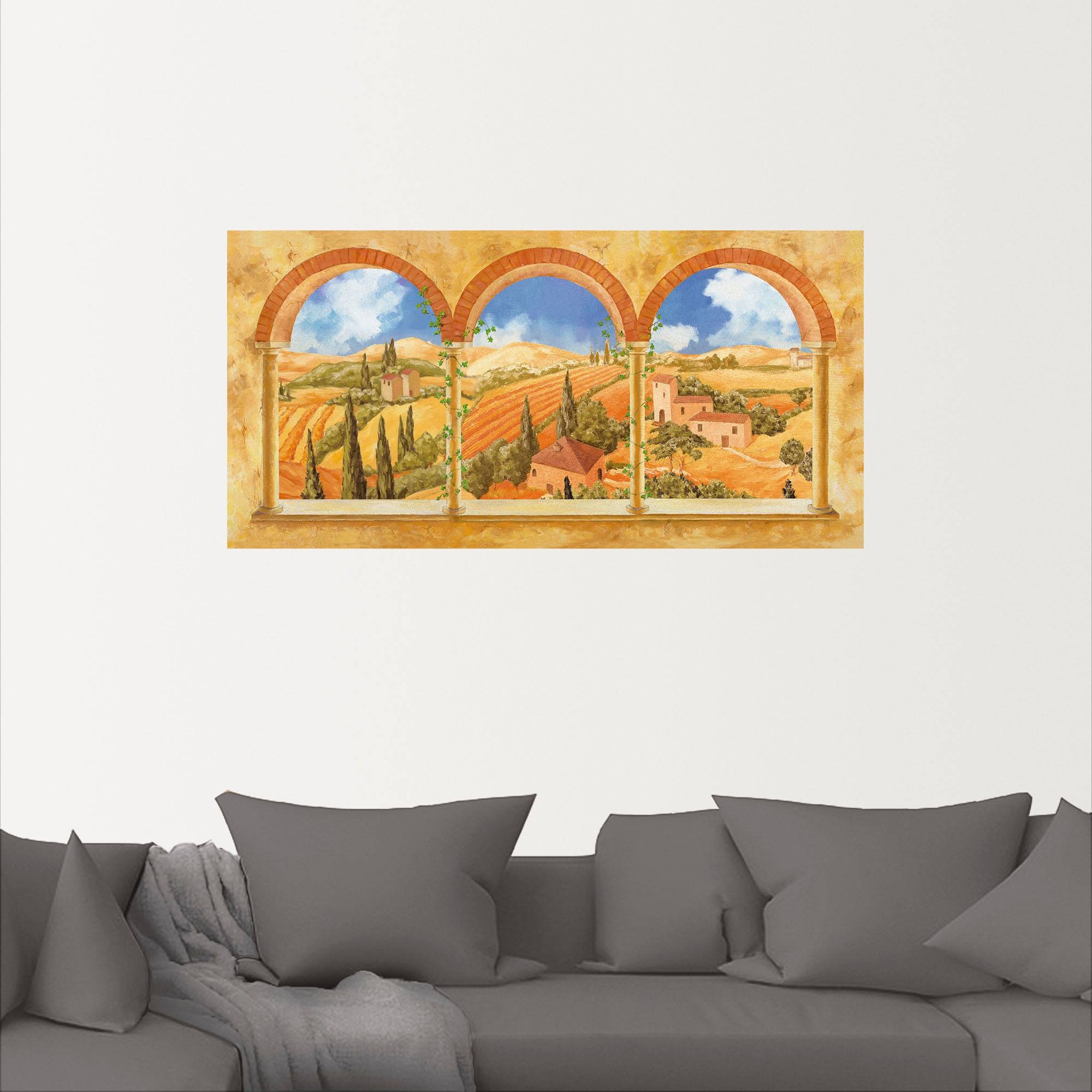 Artland Wandbild »Drei Torbögen mit Blick in die Toskana«, Fensterblick, (1 günstig online kaufen