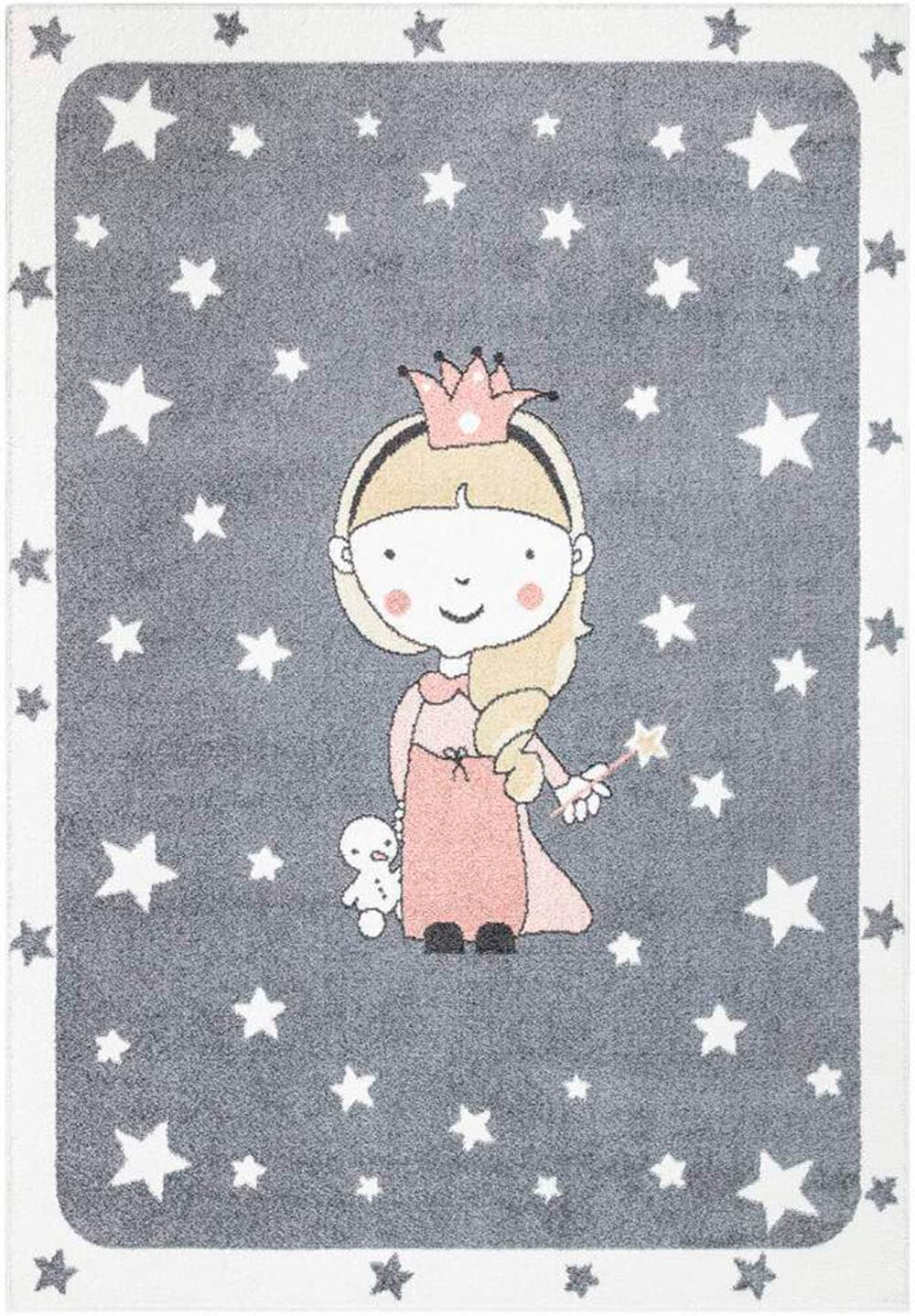 Carpet City Kinderteppich »ANIME893«, rechteckig, 11 mm Höhe, Kinderzimmer Teppich Modern mit Mond, Blumen, Wolken, Creme, Multi