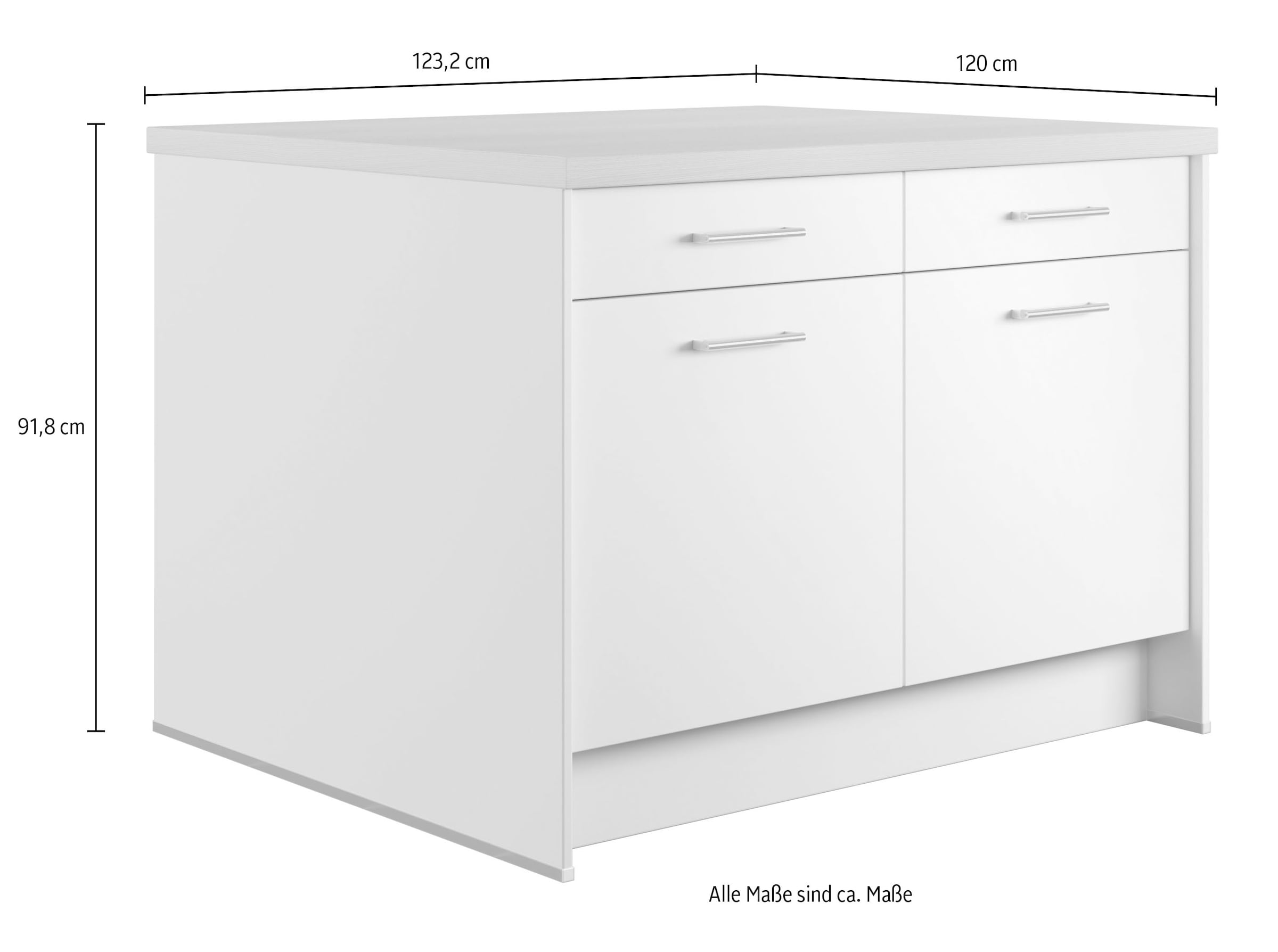 IMPULS KÜCHEN Kücheninsel »Kopenhagen, flexibel stellbar, Schubkästen mit Soft-Close« Set,  vormontiert, mit Stauraum auf beiden Seiten, Breite 123 cm