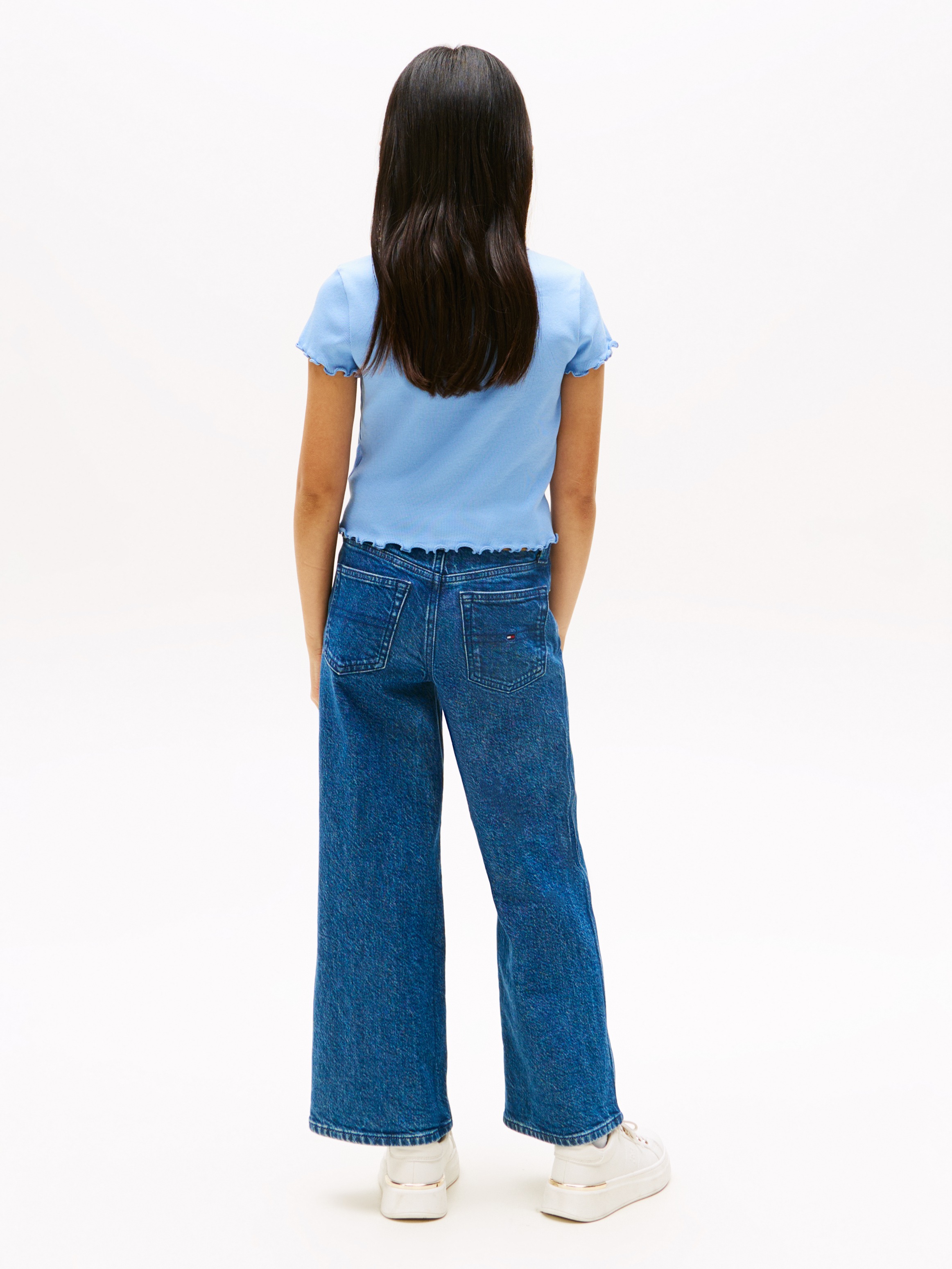 Tommy Hilfiger T-Shirt »ESSENTIAL RIB TOP SS«, mit Babylock-Kanten, mit Logostickerei