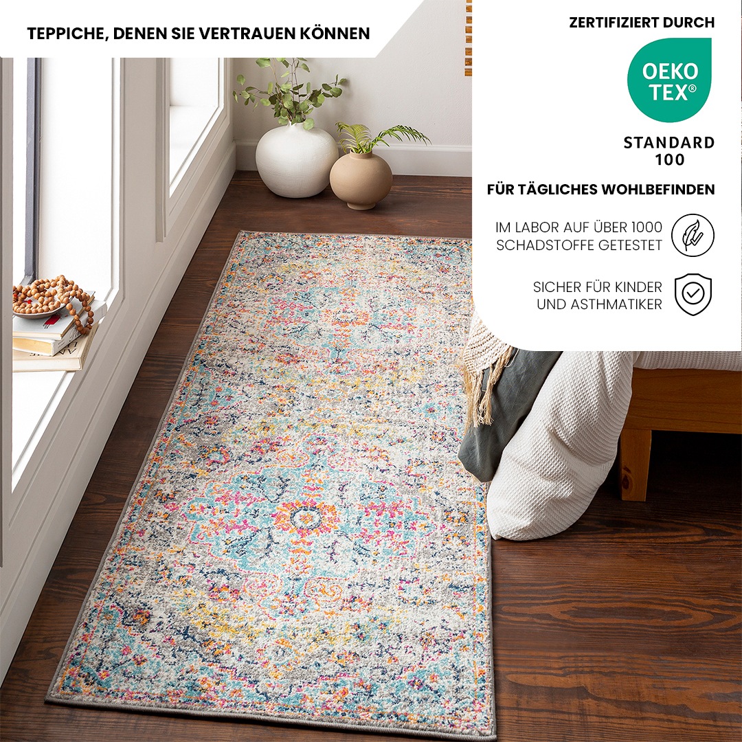 Livabliss Teppich »MUNICH«, rechteckig, 11 mm Höhe, Vintage Orientteppich, Kurzflor Boho Wohnzimmerteppich, Läufer