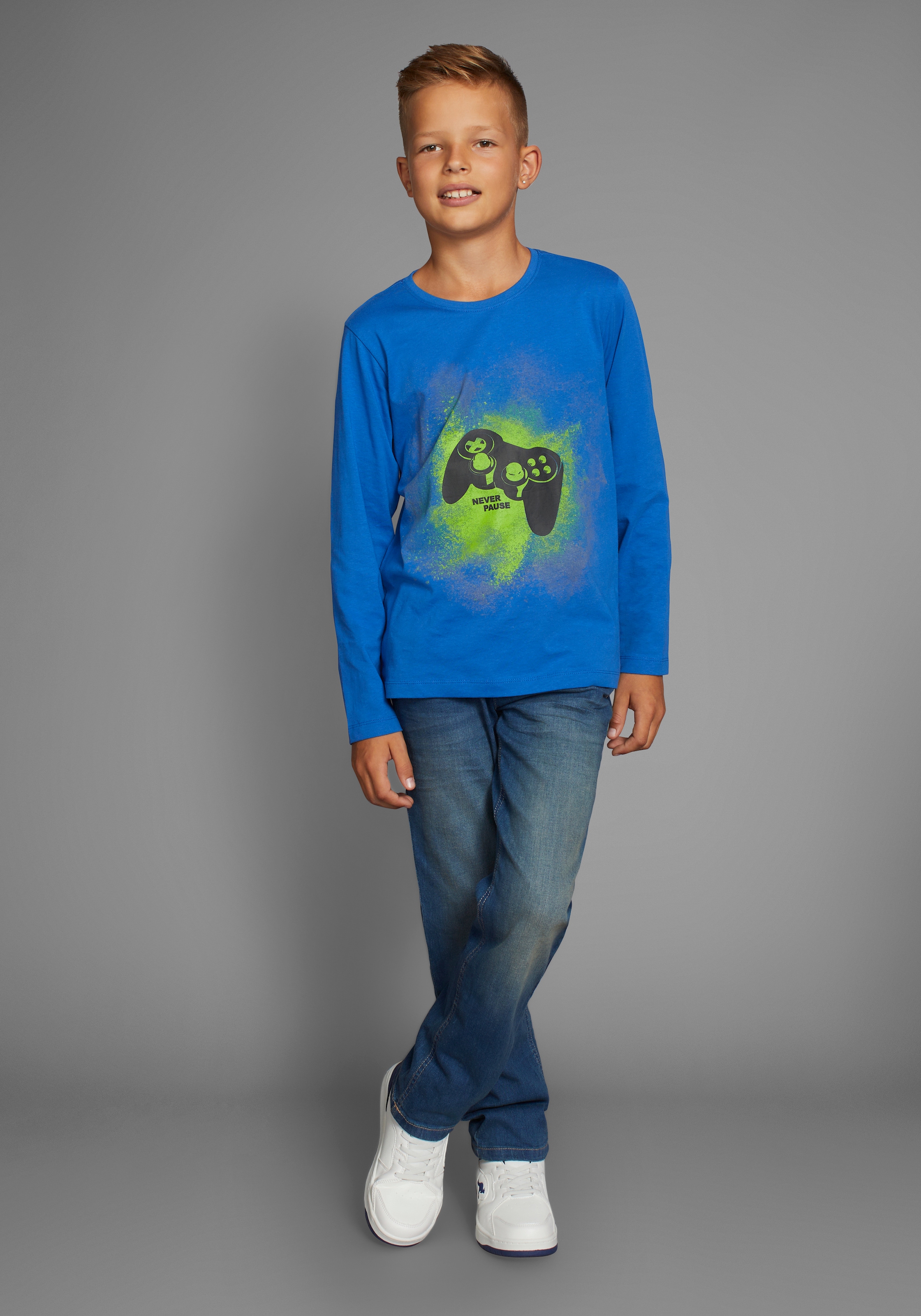 KIDSWORLD Langarmshirt »GAMER«, Langarm, Basic-Passform, mit trendigem Aufdruck