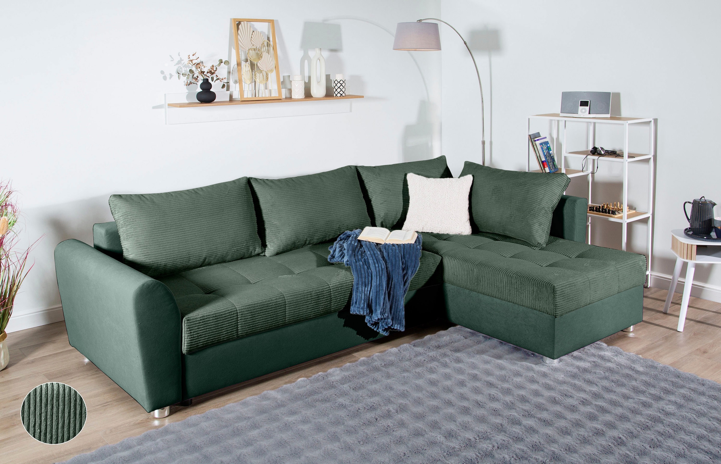 COLLECTION AB Ecksofa, Ecksofa,Bettfunktion,Bettkasten,Bonnelfederkern, Rückenkissen