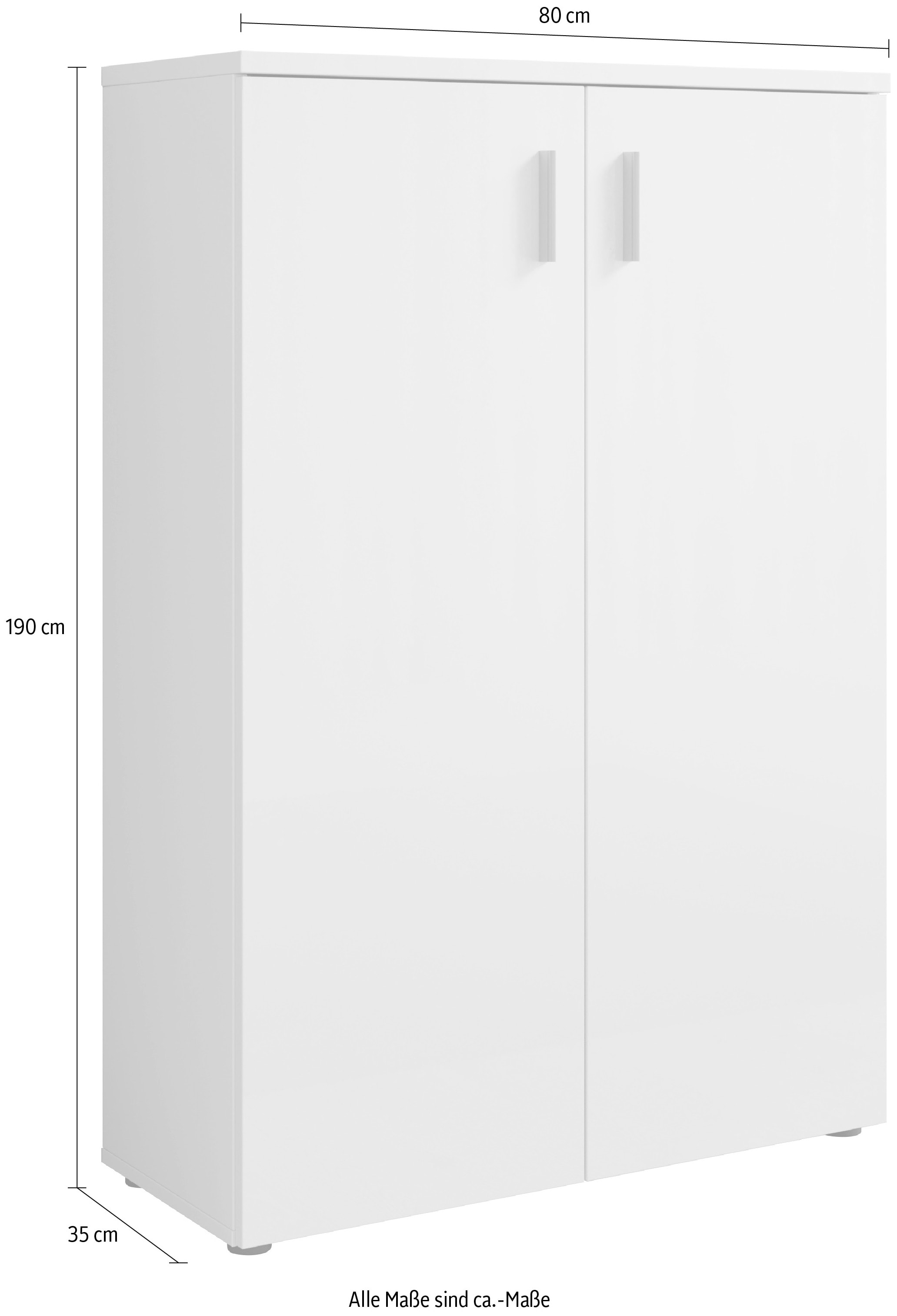 HBZ Schuhschrank »Lincoln weiß Glanz, BxHxT 80x120x35 cm«, (1 St.), Schuhschrank mit 2 Türen, 4 Einlegeböden