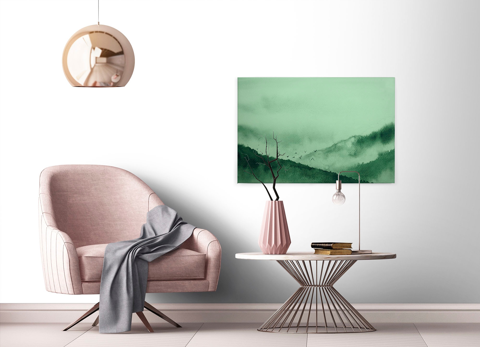 A.S. Création Leinwandbild »Gloomy Landscape«, Kunst-Wald-Kinder, (1 St.), Nebel Keilrahmen Berg Gebirge Landschaft Leinwand-Bild Wohnzimmer Wand