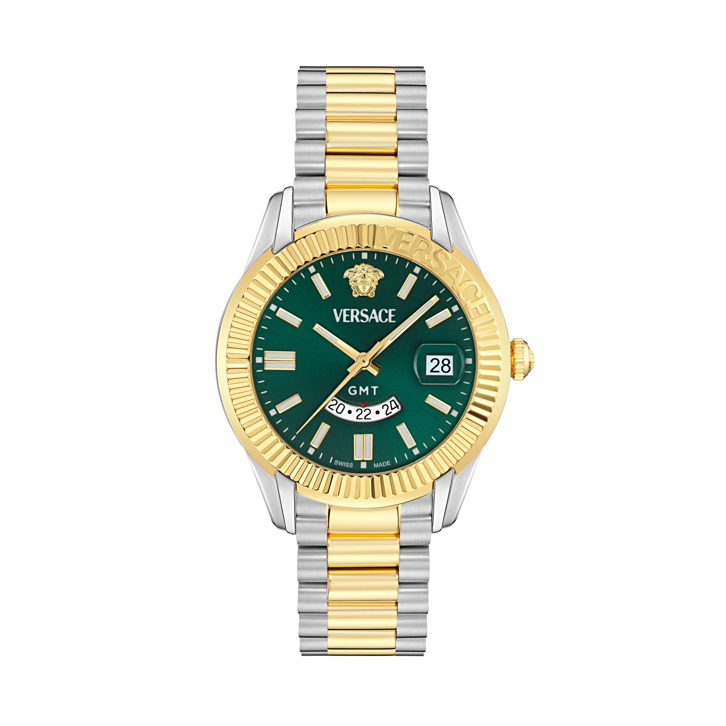 Versace Quarzuhr »APODIS« Armbanduhr, Herrenuhr, Swiss Made, Edelstahlarmband, analog, GMT