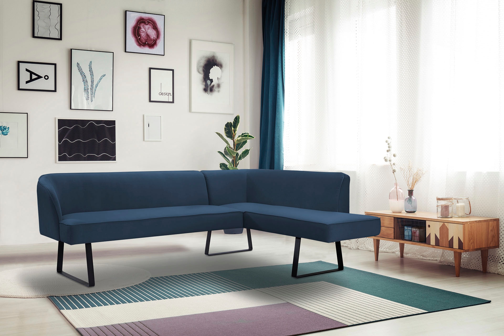 exxpo - sofa fashion Eckbank "Americano", mit Keder und Metallfüßen, Bezug günstig online kaufen