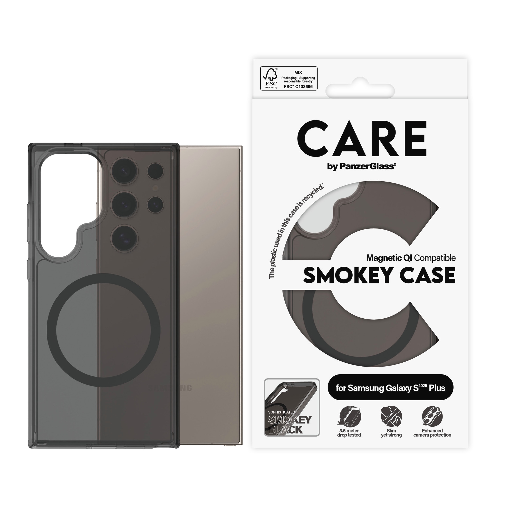 CARE by PanzerGlass Handyhülle »Magnetic QI Compatible Smokey Case für Samsung Galaxy S25 Ultra«, Backcover, Schutzhülle, Handyschutzhülle, Case, Schutzcase, stoßfest