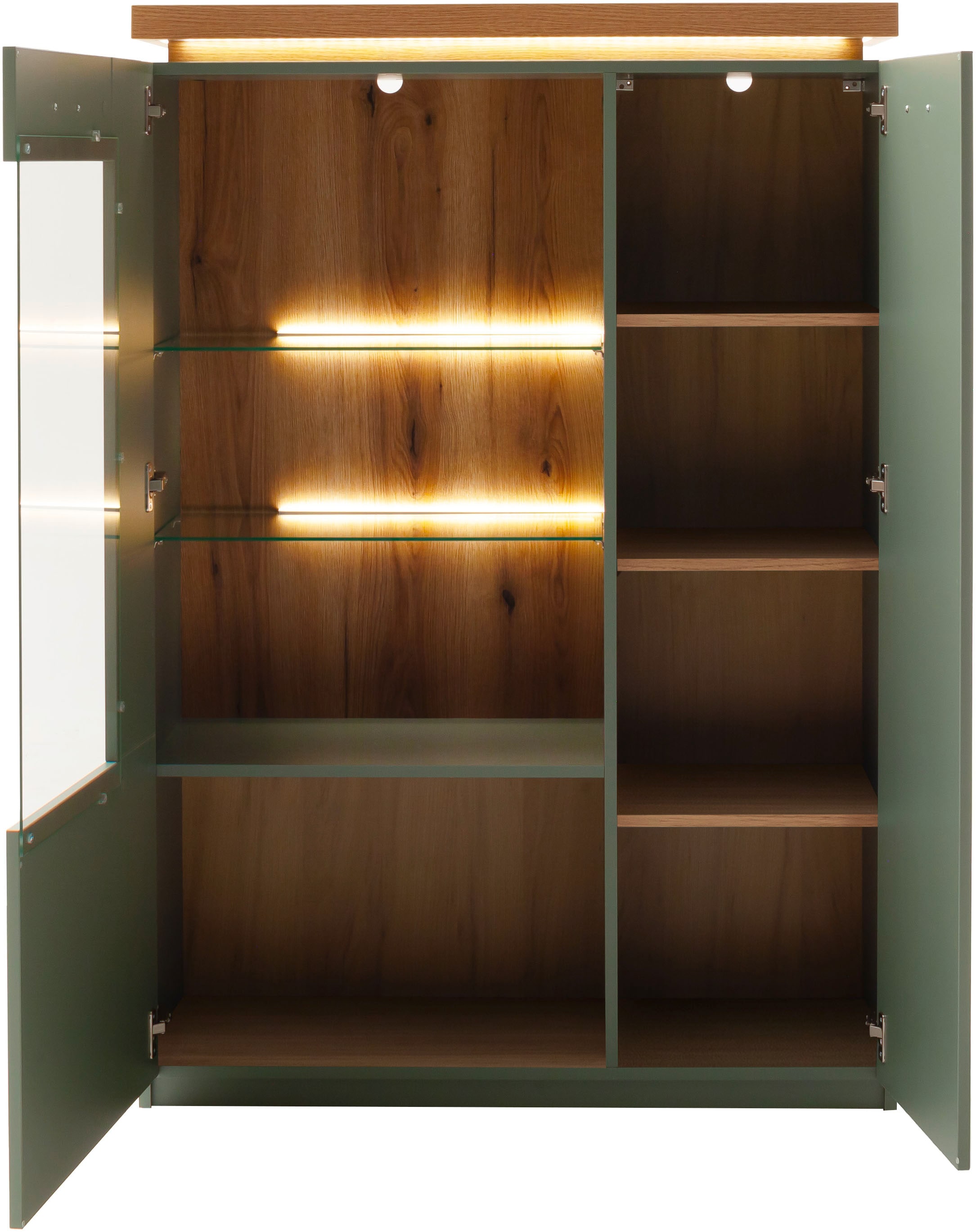 MCA furniture Highboard »MONIZ Highboard«, (1 St.), Hochkommode,Kommode,Eiche,Salbeigrün,2 Türen,gedämpft,Breite 98 cm