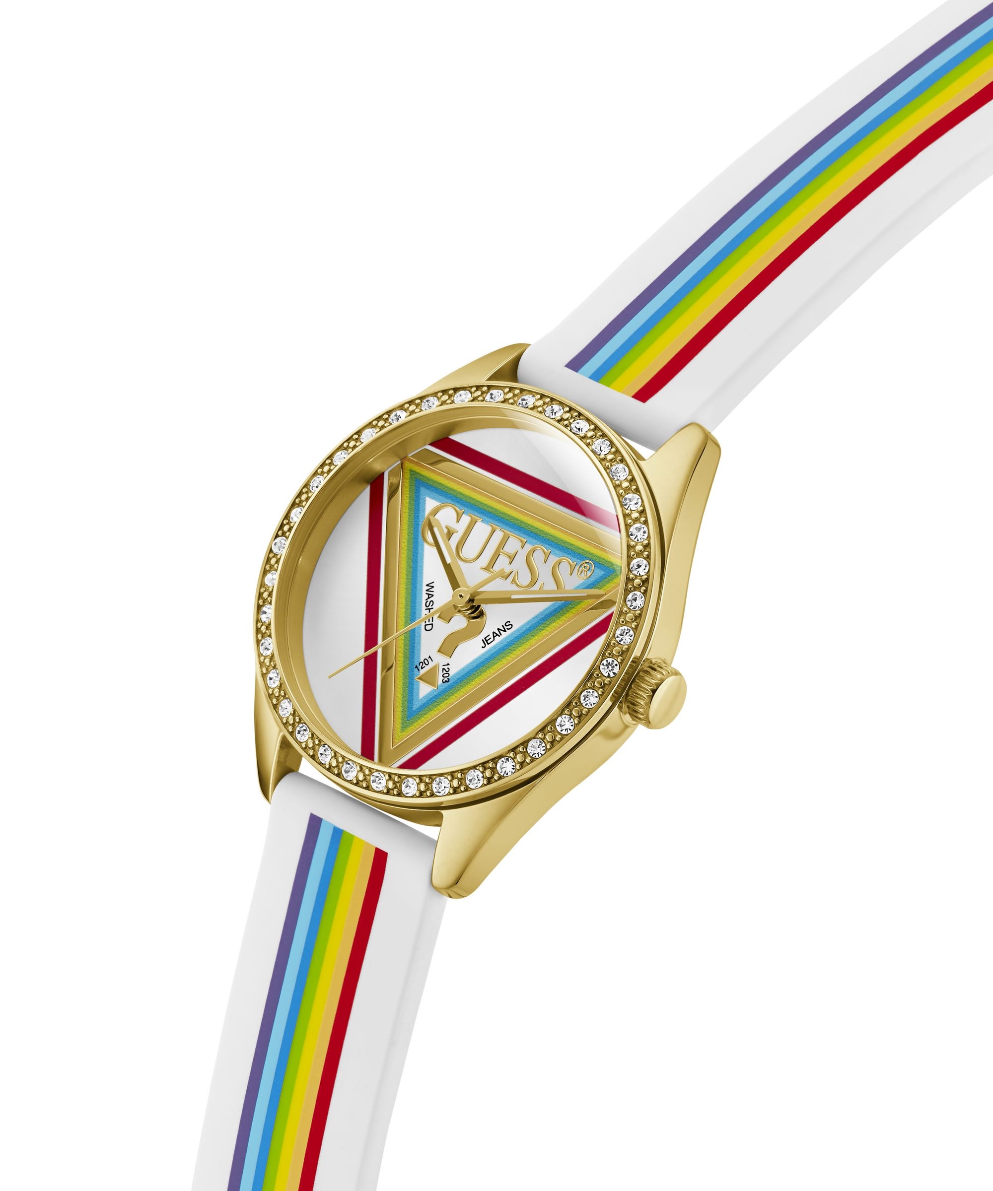 Guess Quarzuhr »JOY« Armbanduhr, Damenuhr, Silikonarmband, analog