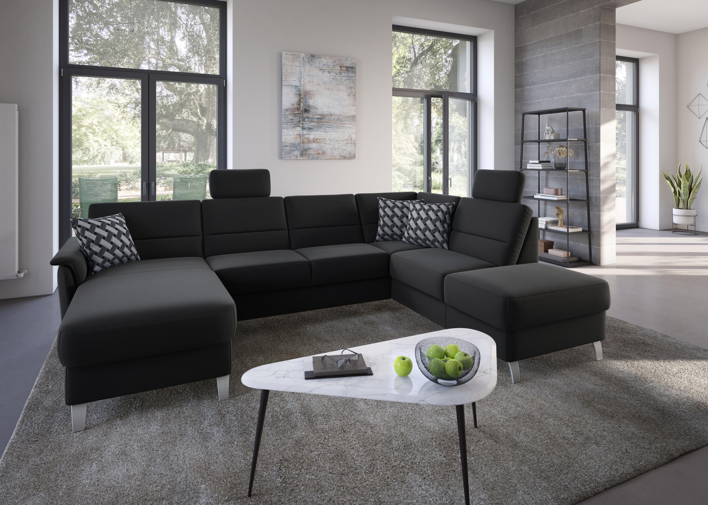 sit&more Wohnlandschaft »Palmera U-Form, B: 308 cm« optional Bettfunktion & Bettkasten, Federkern