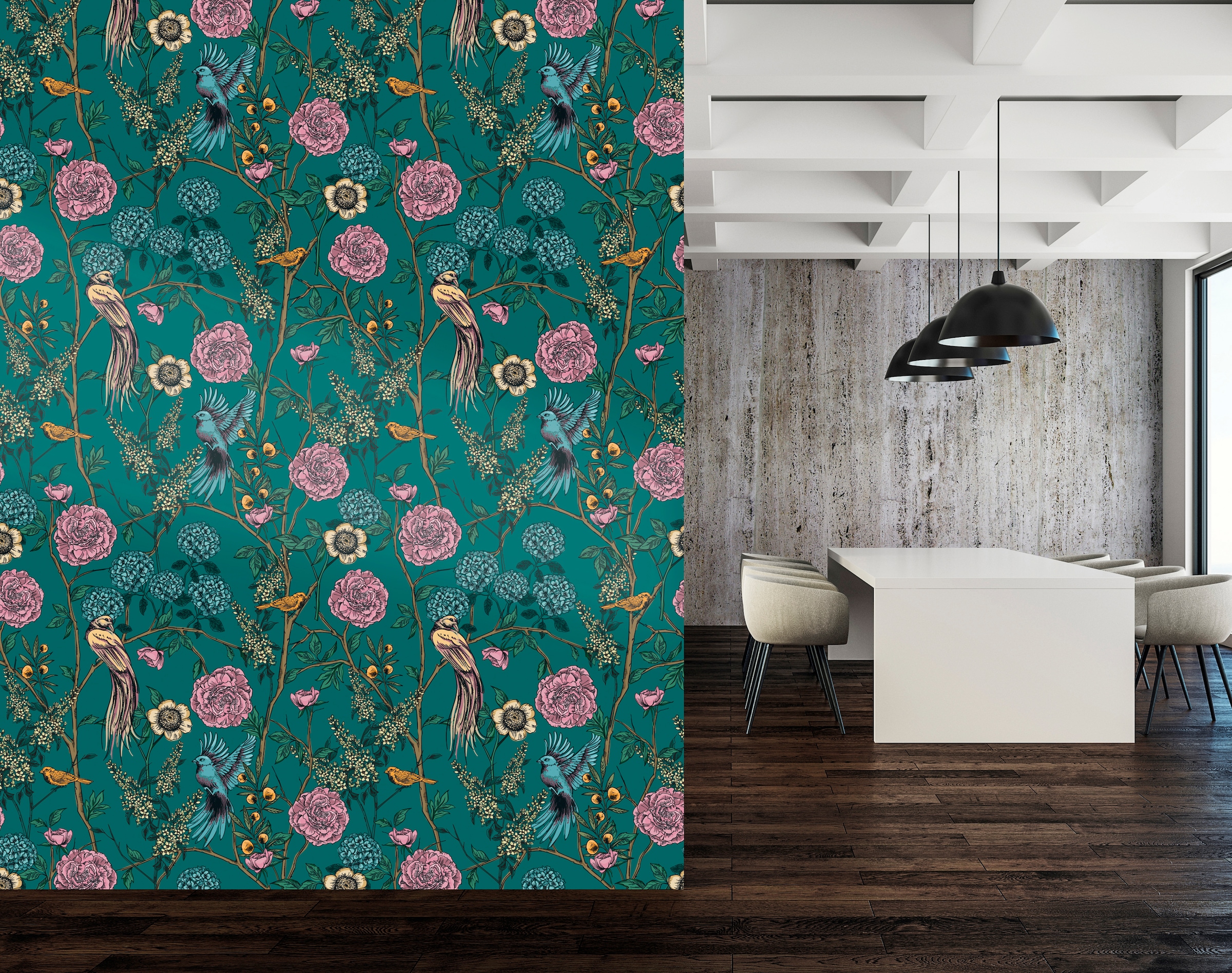 queence Vinyltapete »Malena« Motiv | bedruckt | botanisch | floral | gemustert | natürlich glatt 90x250cm, selbstklebend, kinderleichte Anbringung, , Sticker