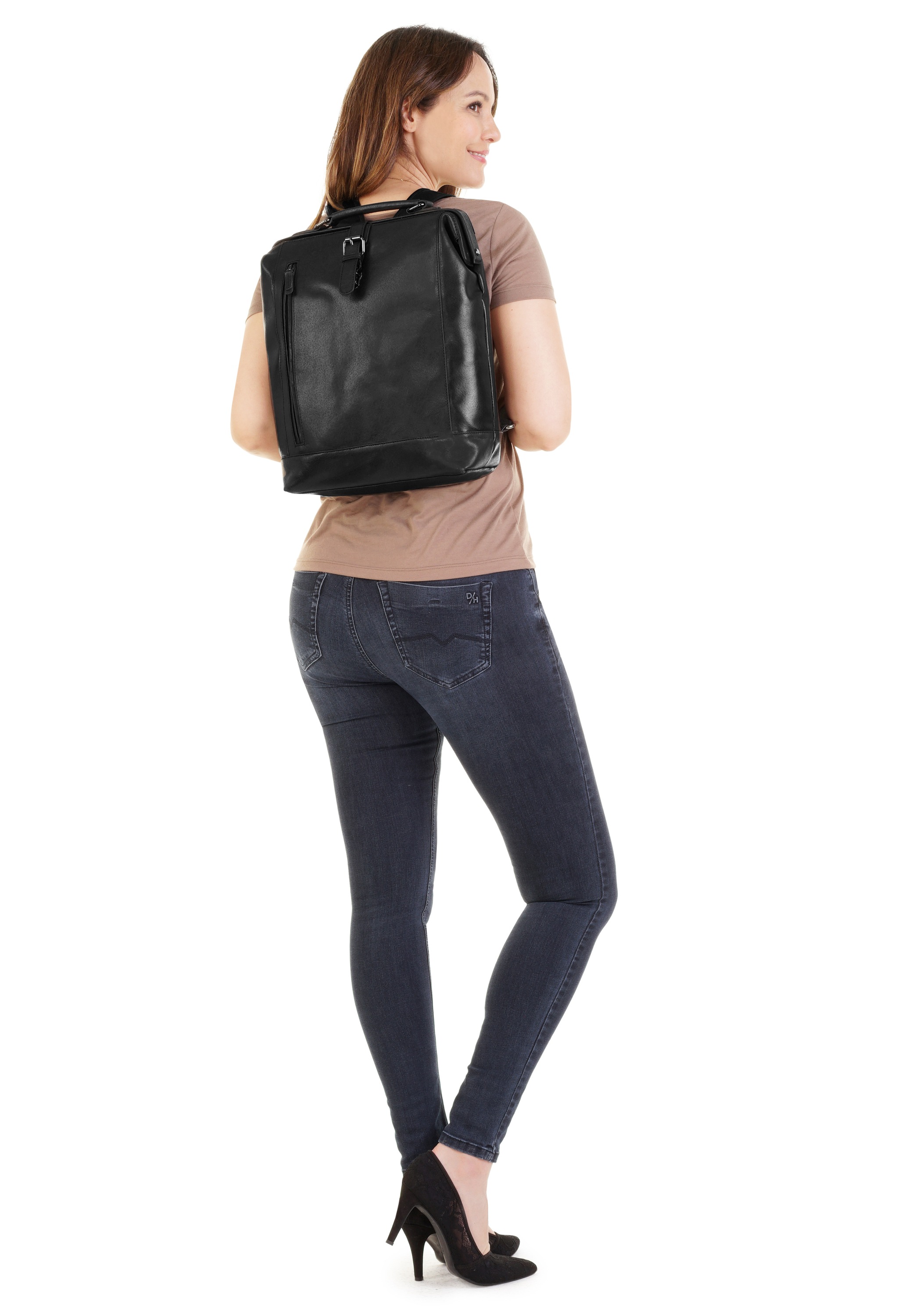 X-Zone Laptoprucksack, echt Leder