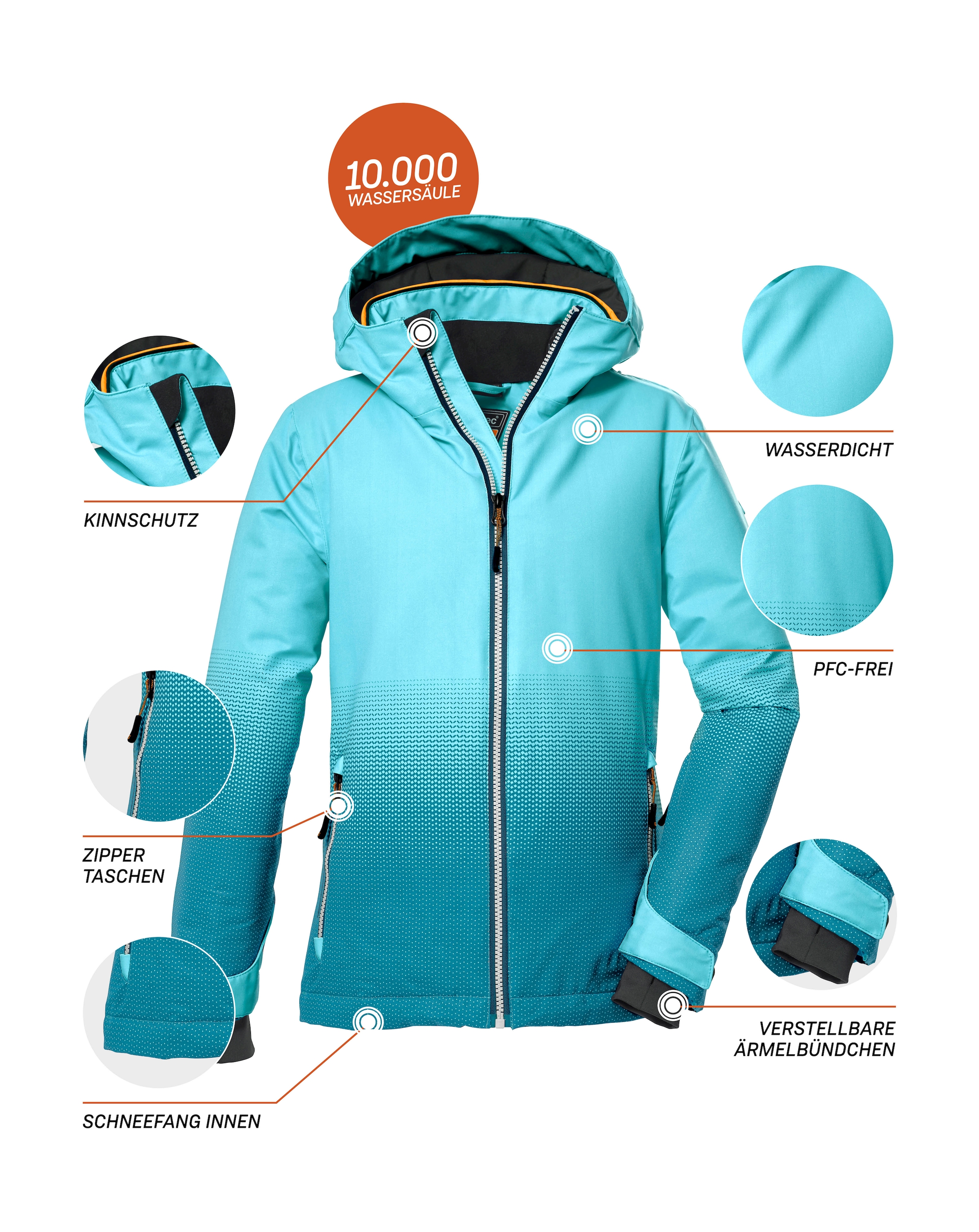 Killtec Skijacke »KSW 183 GRLS SKI JCKT«, Wasser- und winddichte Kinder-Winterjacke mit Fleece und Schneefang
