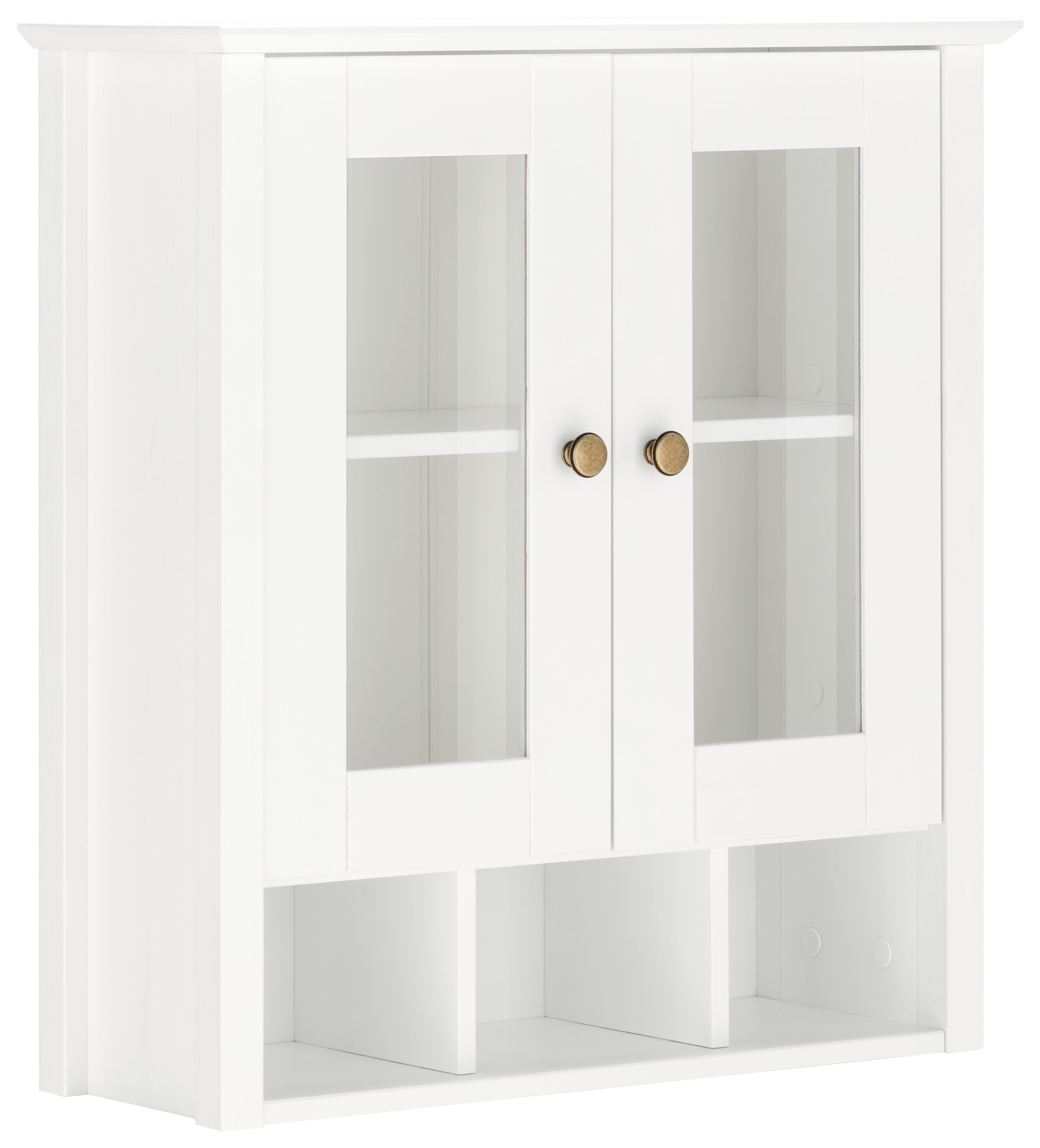 HOME AFFAIRE Hängeschrank »Vili« Badezimmerschrank, mit Glastüren, Breite 60 cm, aus Massivholz weiß