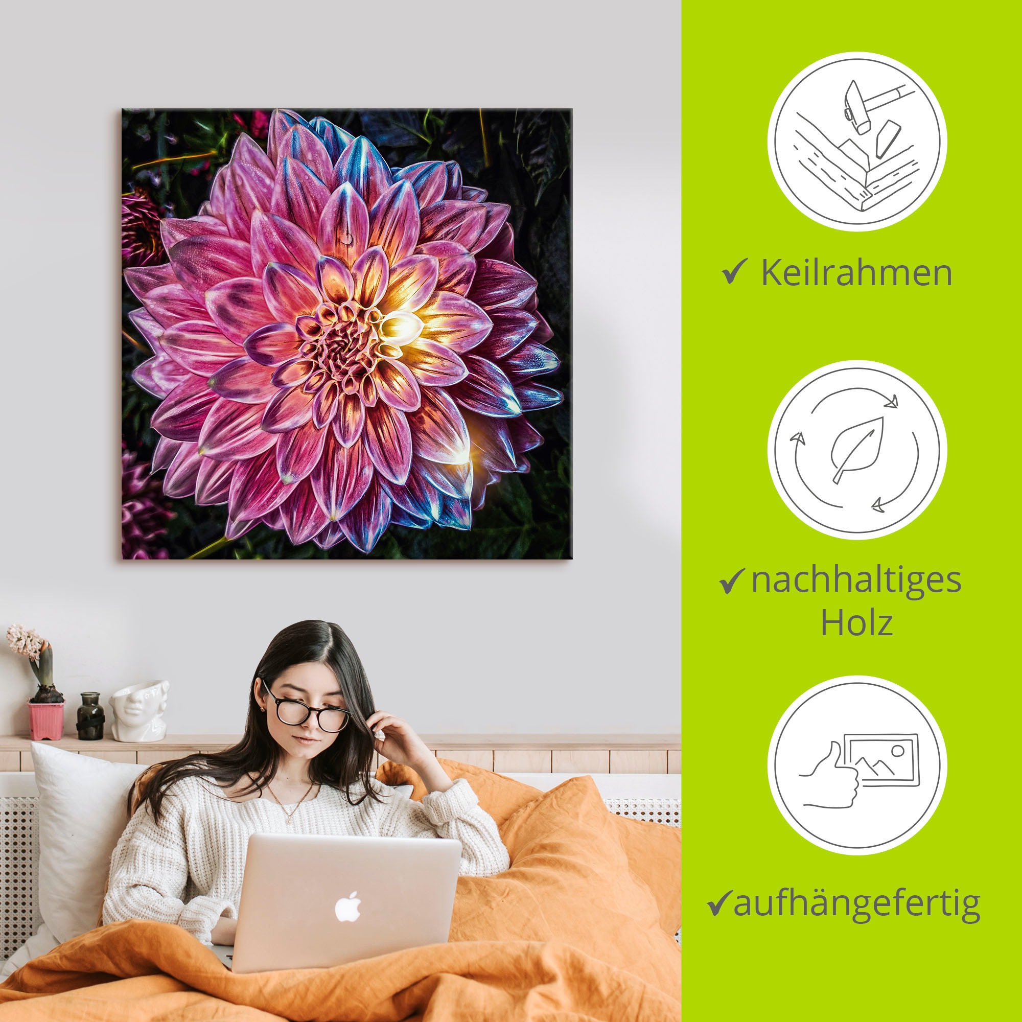 Artland Wandbild »Lila Blüte beleuchtet«, Blumenbilder, (1 St.), als Alubild, Leinwandbild, Wandaufkleber oder Poster in versch. Größen