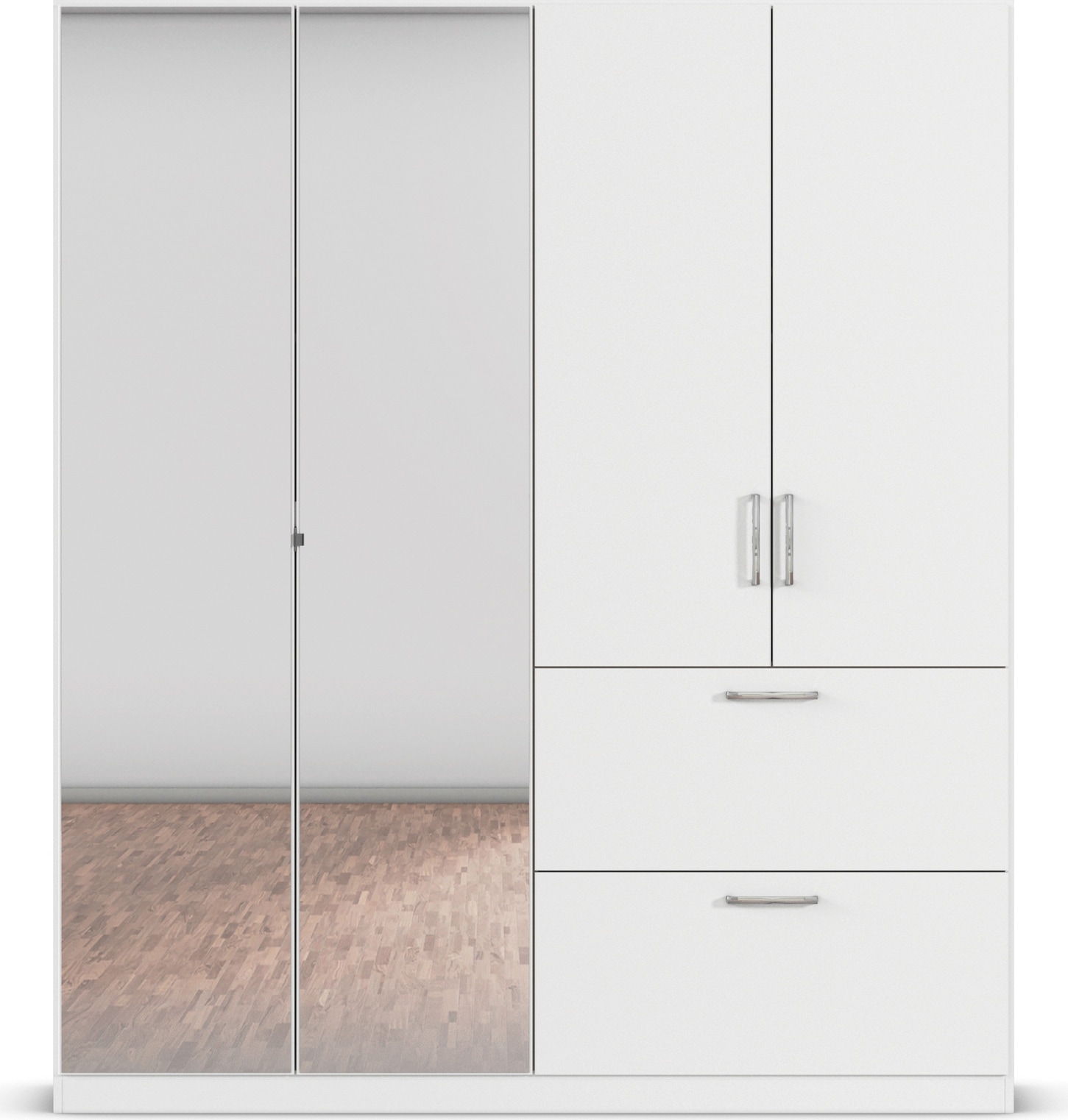 rauch Drehtürenschrank »Kleiderschrank Schrank Garderobe Schlafzimmerschrank PADUA«, voll aufgelegte Spiegeltüren, zwei große Schubladen MADE IN GERMANY