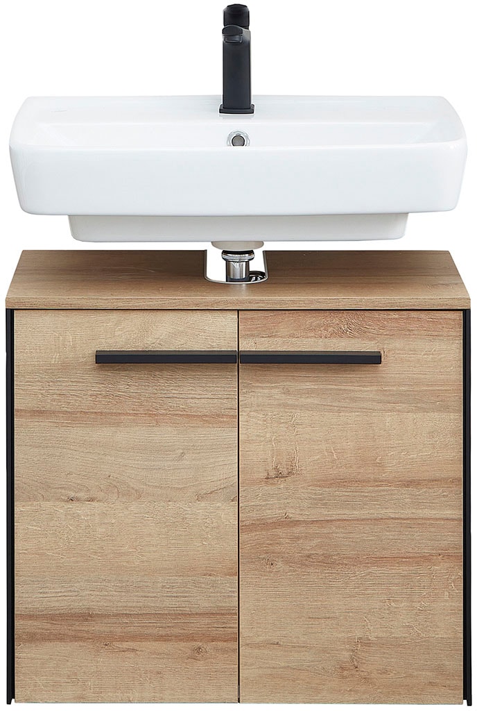 Saphir Badmöbel-Set »Quickset 395 3-teilig, Waschbeckenunterschrank mit LED-Spiegelschrank«, (4 St.), Midischrank, inkl. Türdämpfer, 6 Türen, 1 Schublade, Bad-Set