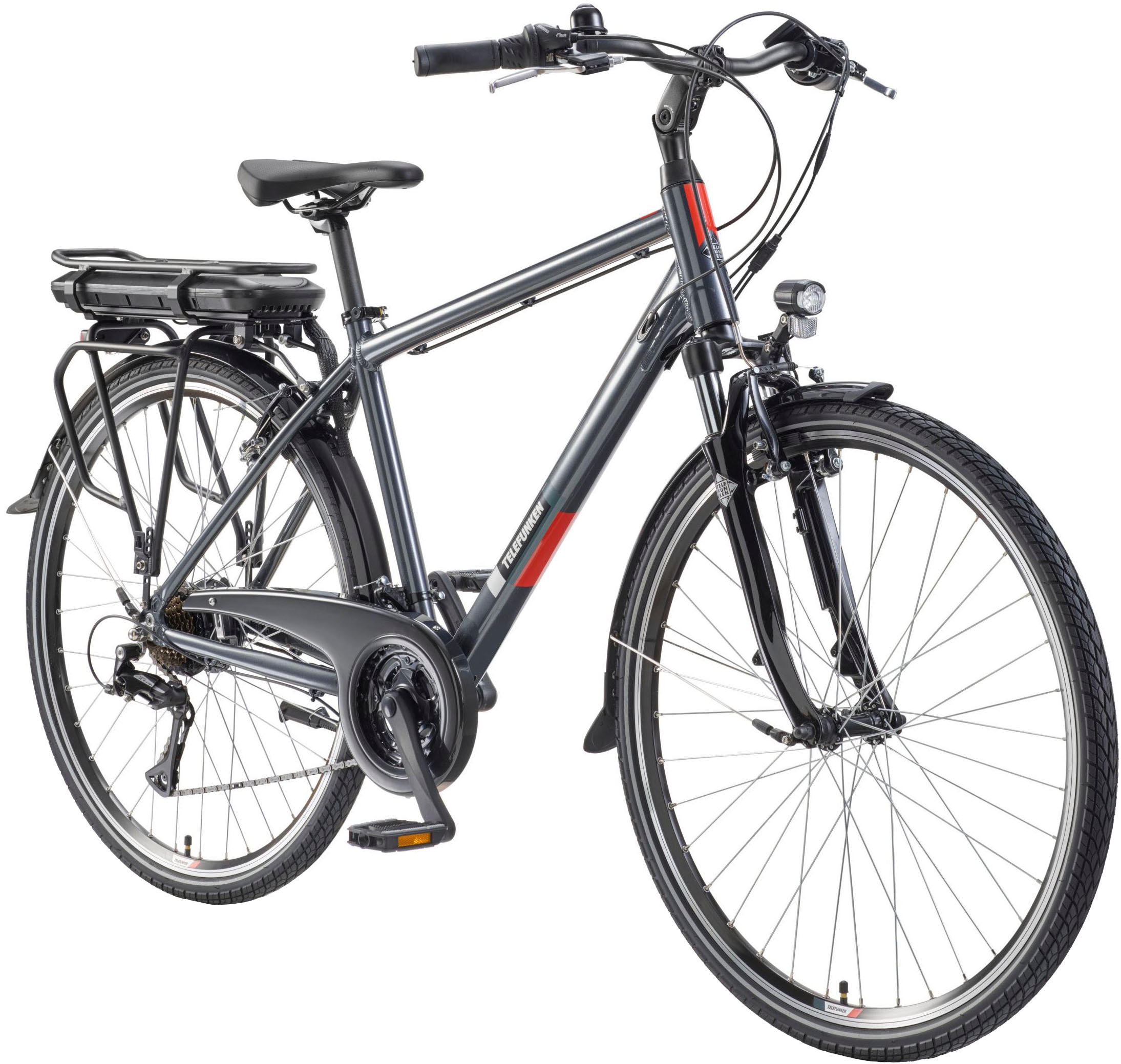 Telefunken E-Bike »E-Trekking Expedition XT485 Herren«, 21 Gang, Shimano, Acera, Heckmotor 250 W, Pedelec, Elektrofahrrad, Trekkingrad, Herren, innerhalb StVZO, 28 Zoll