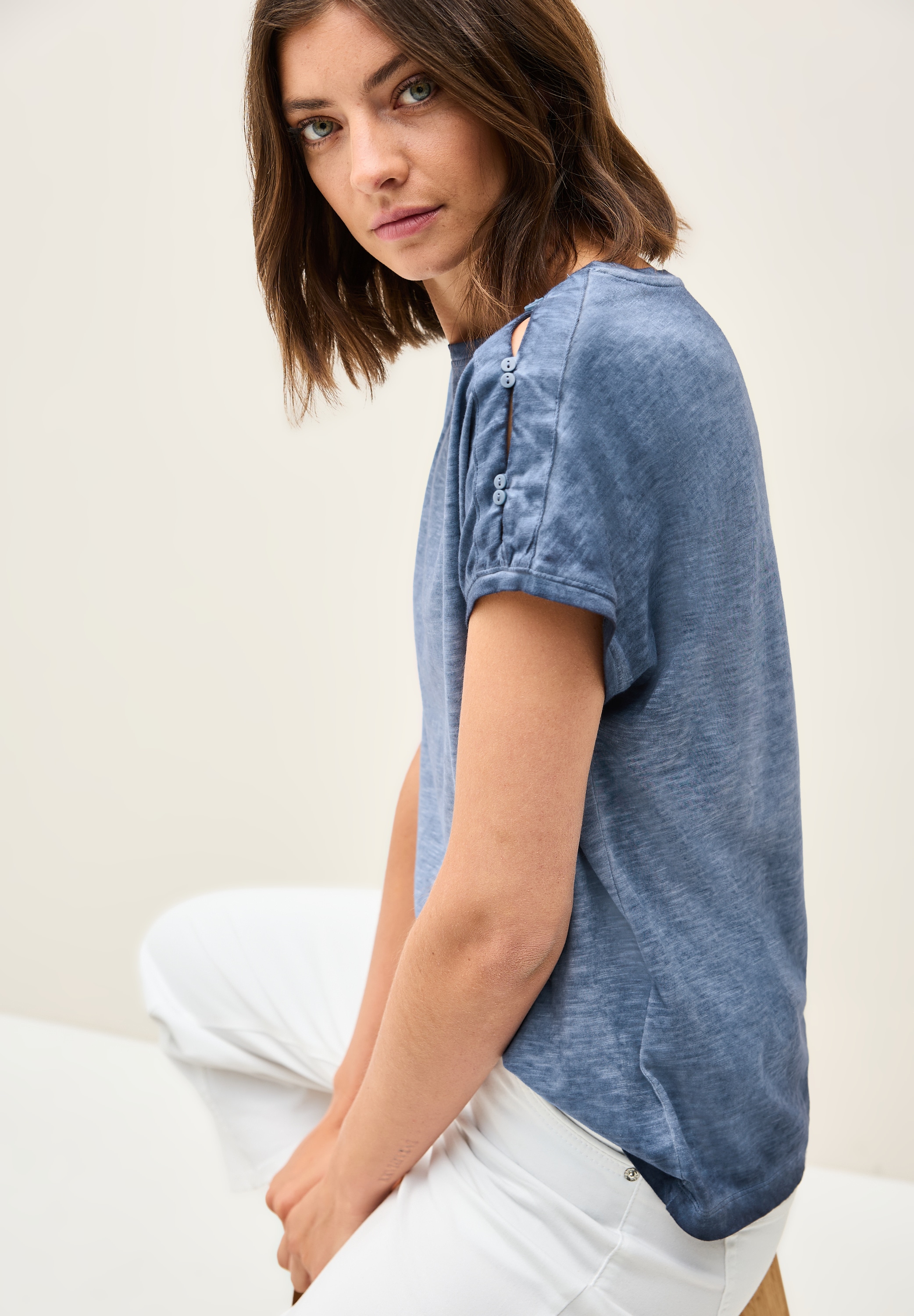 Cecil T-Shirt, mit Knopfdetail