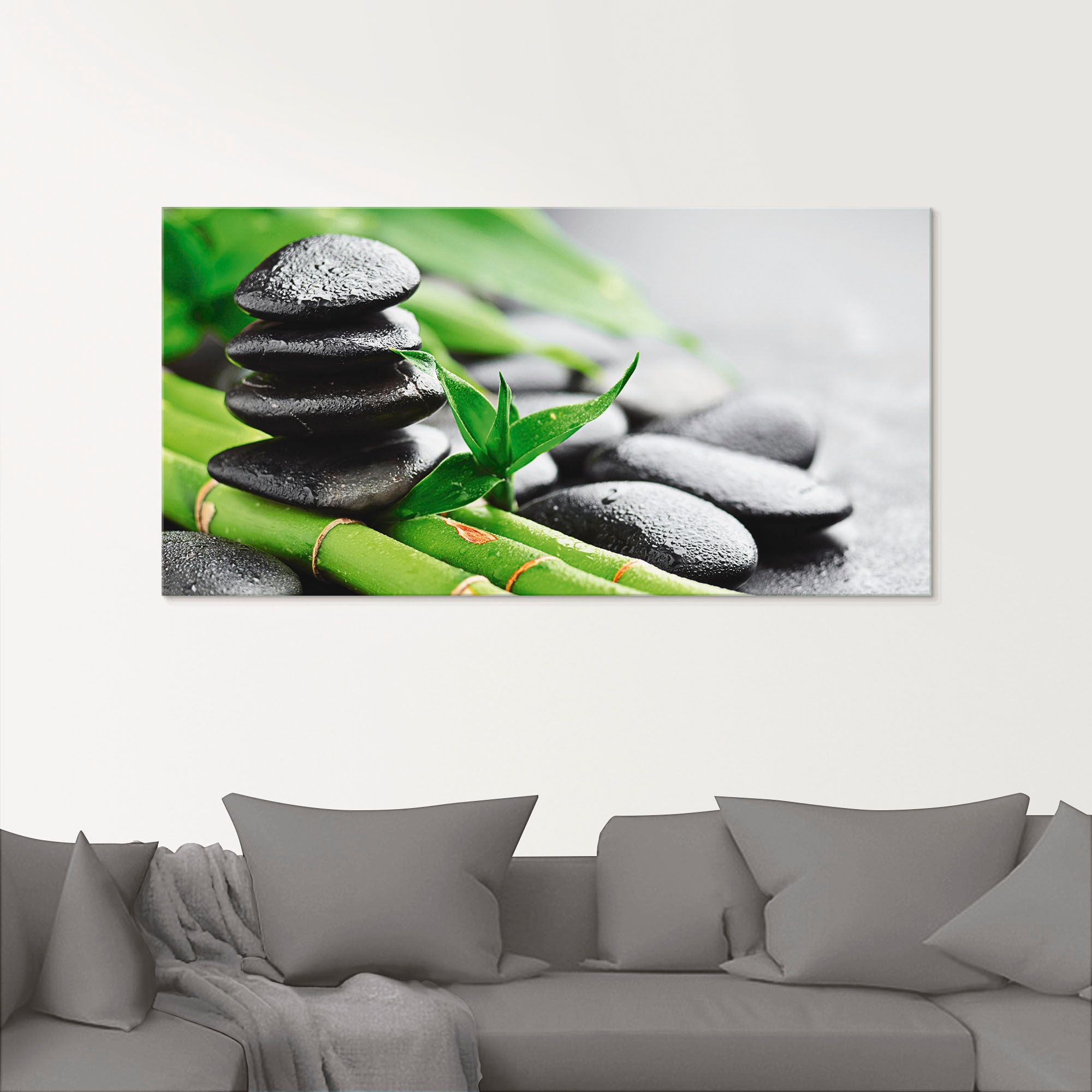 Artland Glasbild »Wachstum - Lavasteine Bambus«, Zen, (1 St.), in verschiedenen Größen