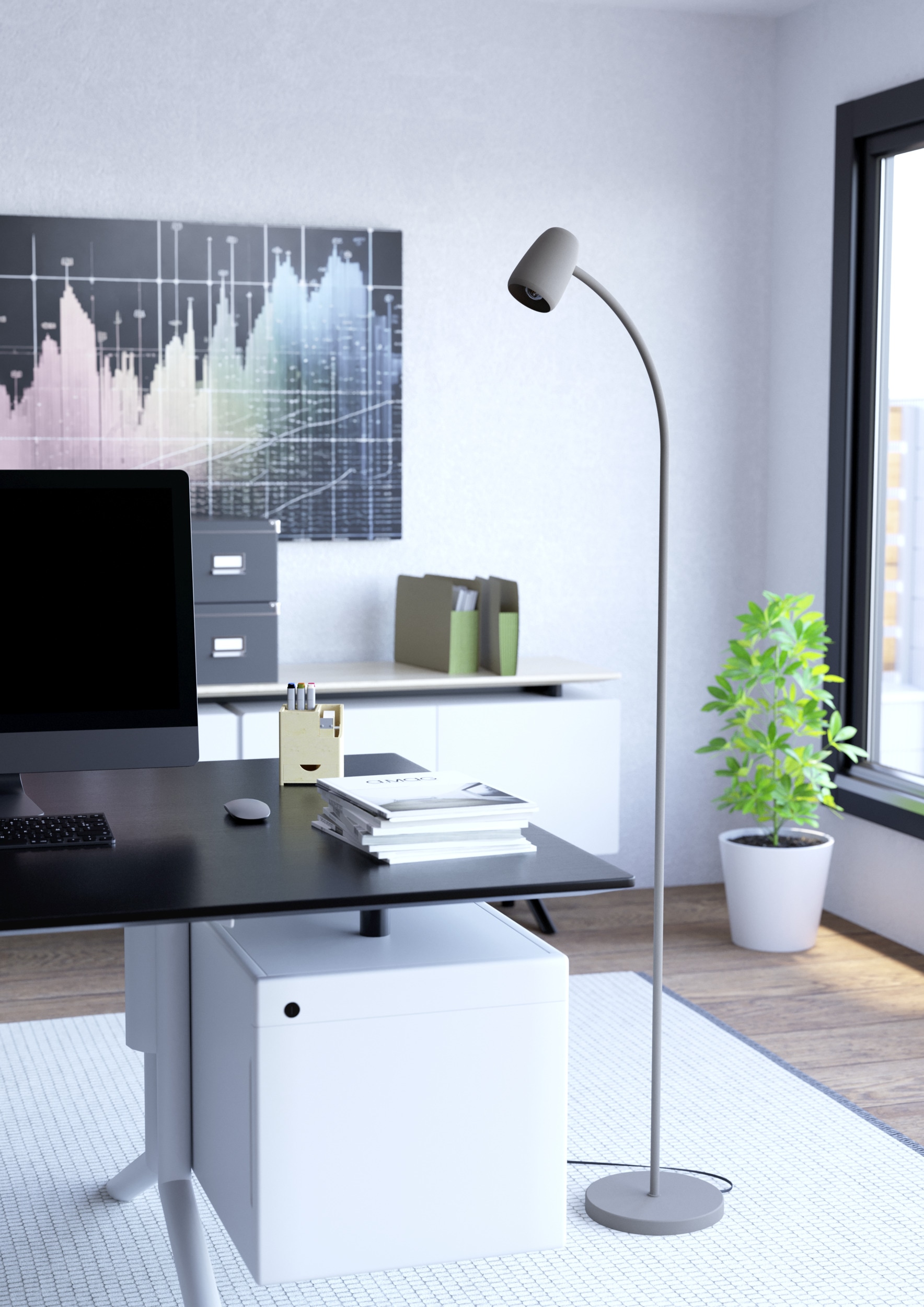 EGLO Stehlampe »CARLO Stehlampe - Stahl - E14 - 1X18W - IP20« E14 1 Stk. Standlampe, 170 cm, Flexarm, schwenkbar, Leselampe, Wohnzimmerlampe