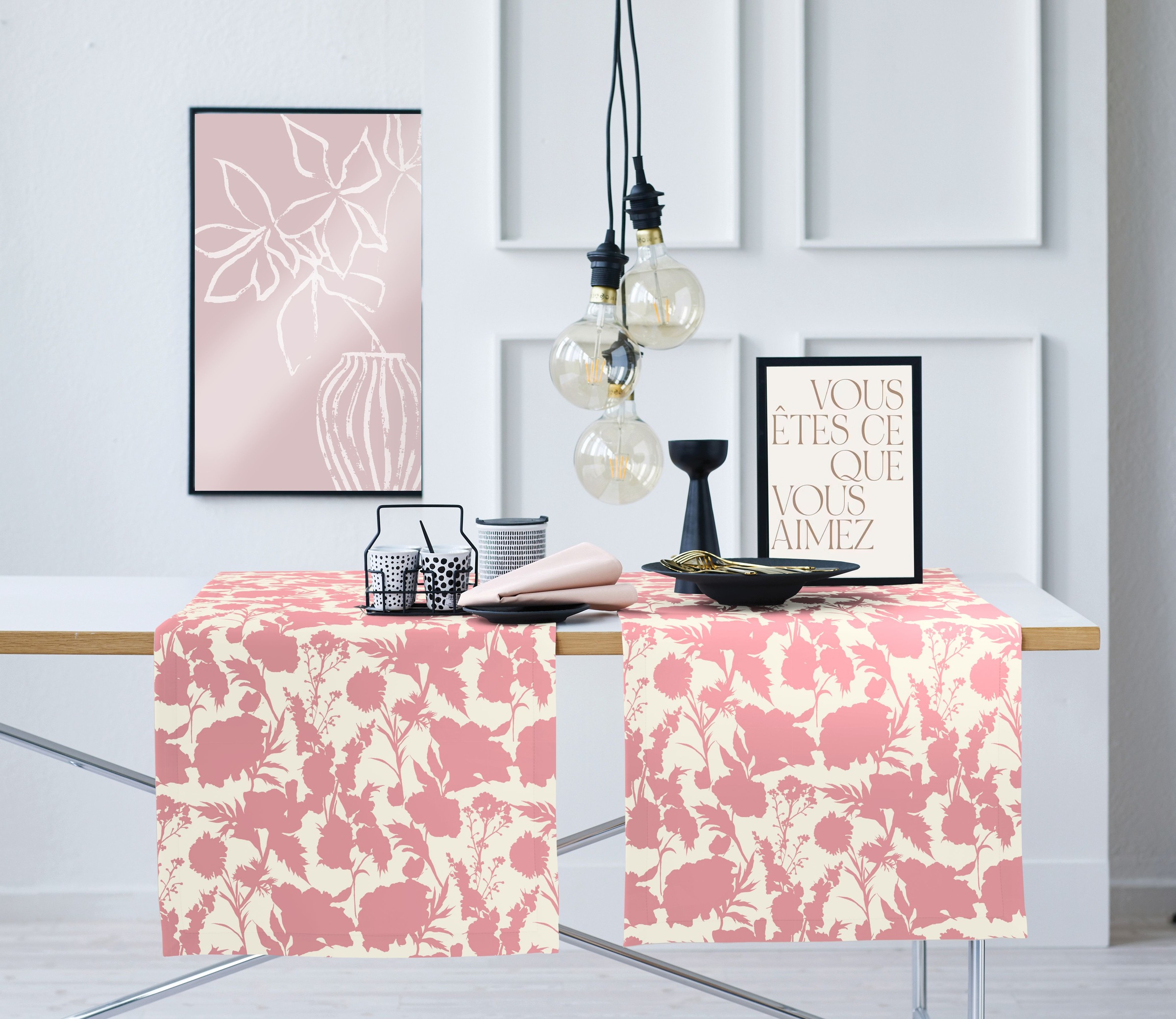 APELT Tischdecke »7002« Stilisierte Sommerblüten als Faux-Uni all-over